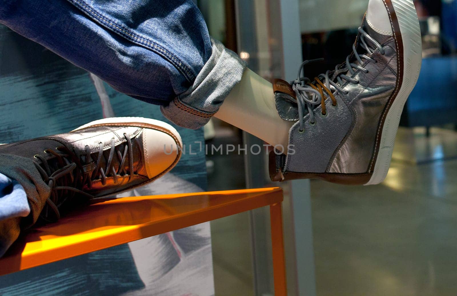 View of a shoes in a shop window in Milan