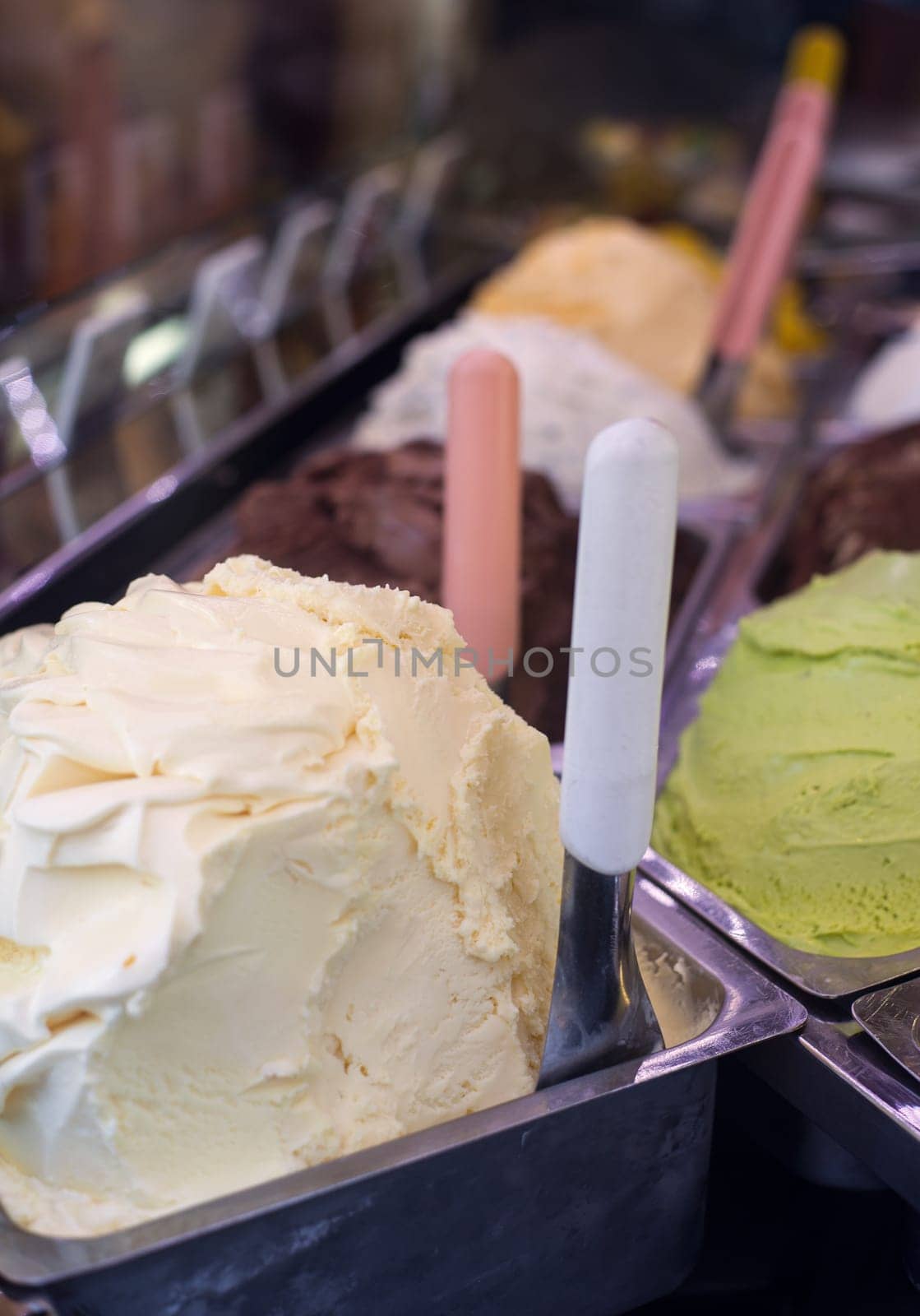 View of set of icecream in the ice-cream shop