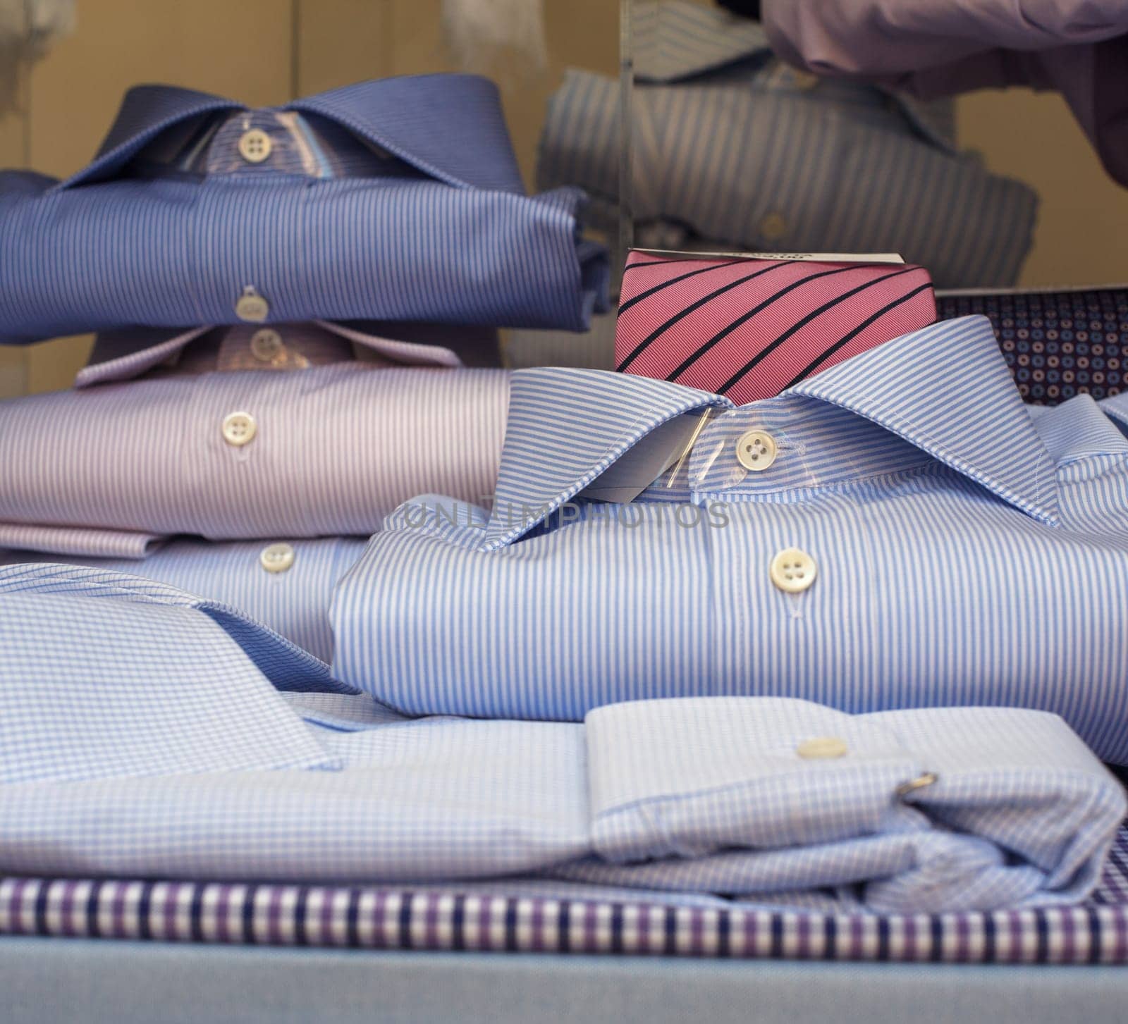 View of Shirts in the shop in Milan