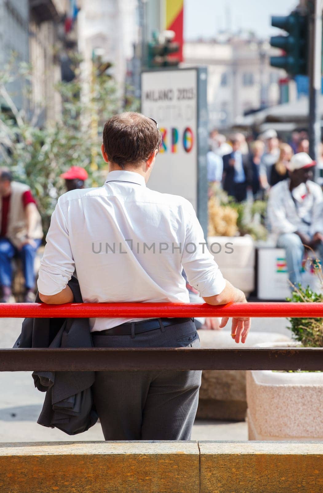 businessmen during the pause in the street