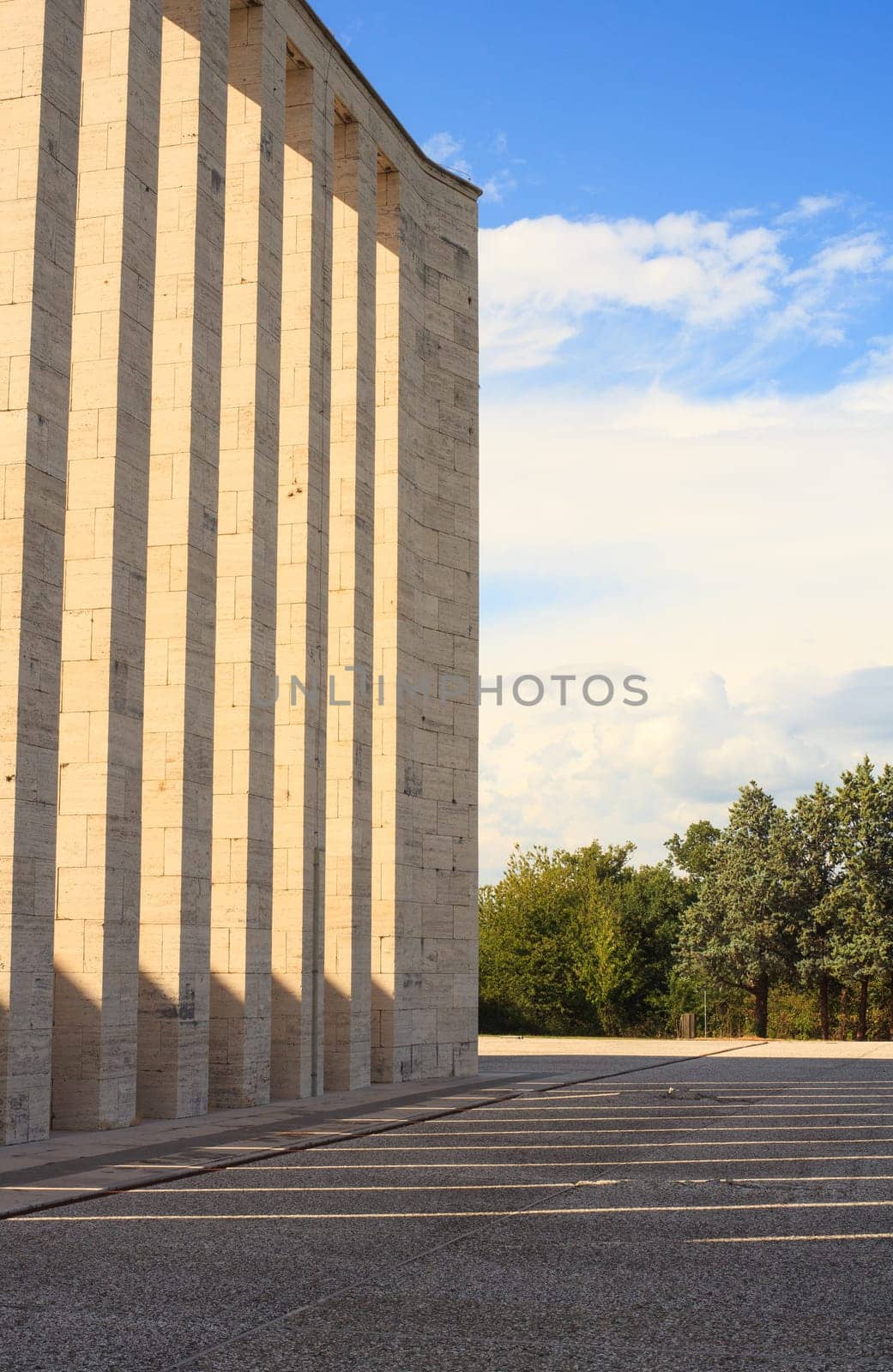 View of a row of marble pillars