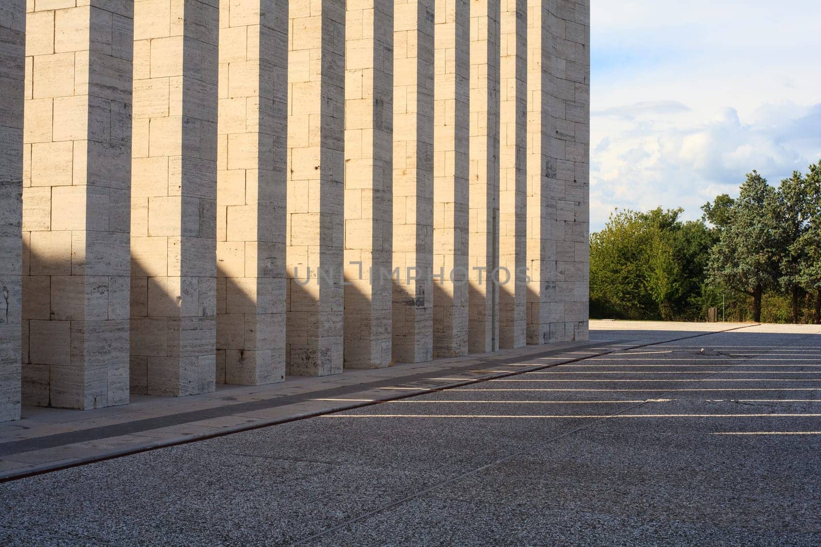 View of a row of marble pillars