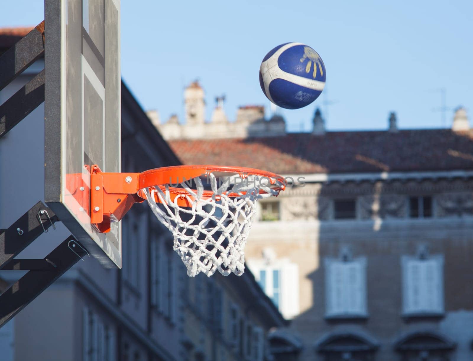 View of basket hoop in Trieste, Italy
