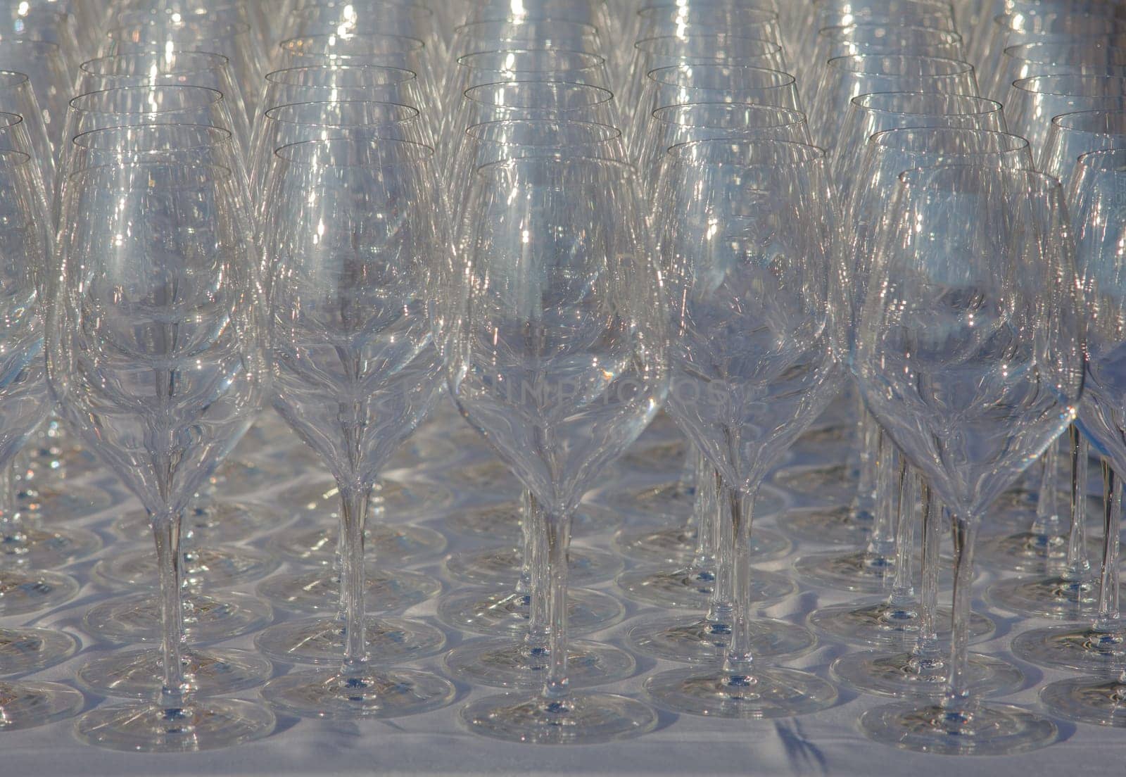 View of Many glasses on the table