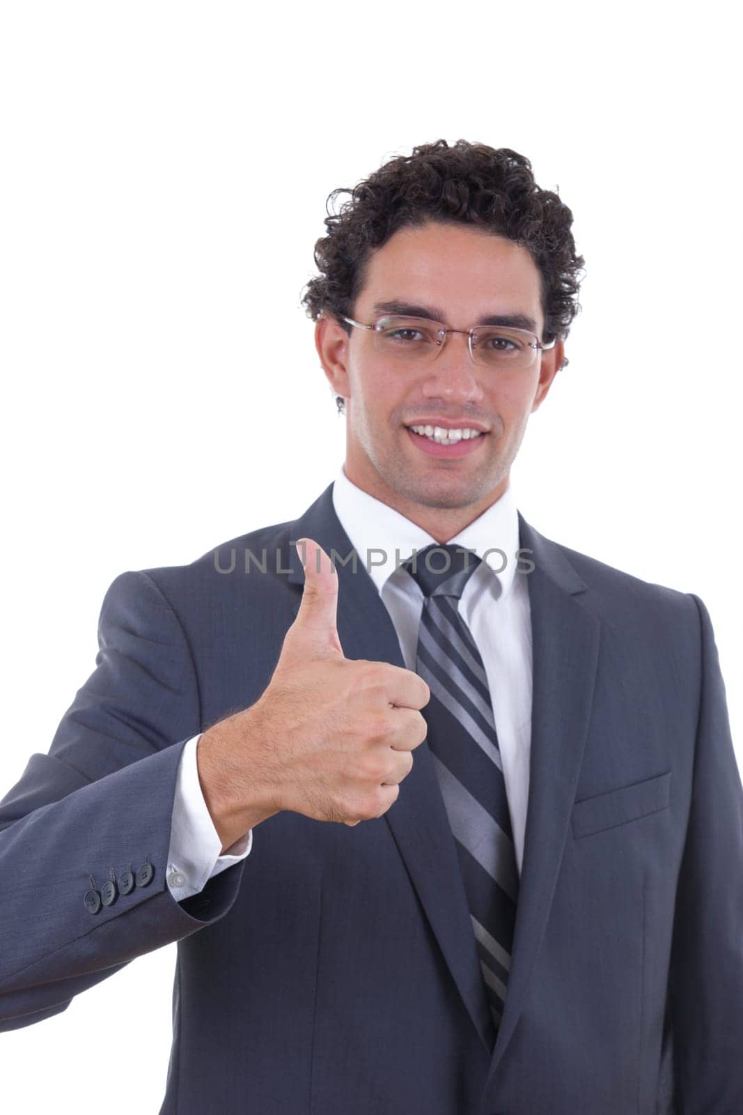 young businessman showing ok