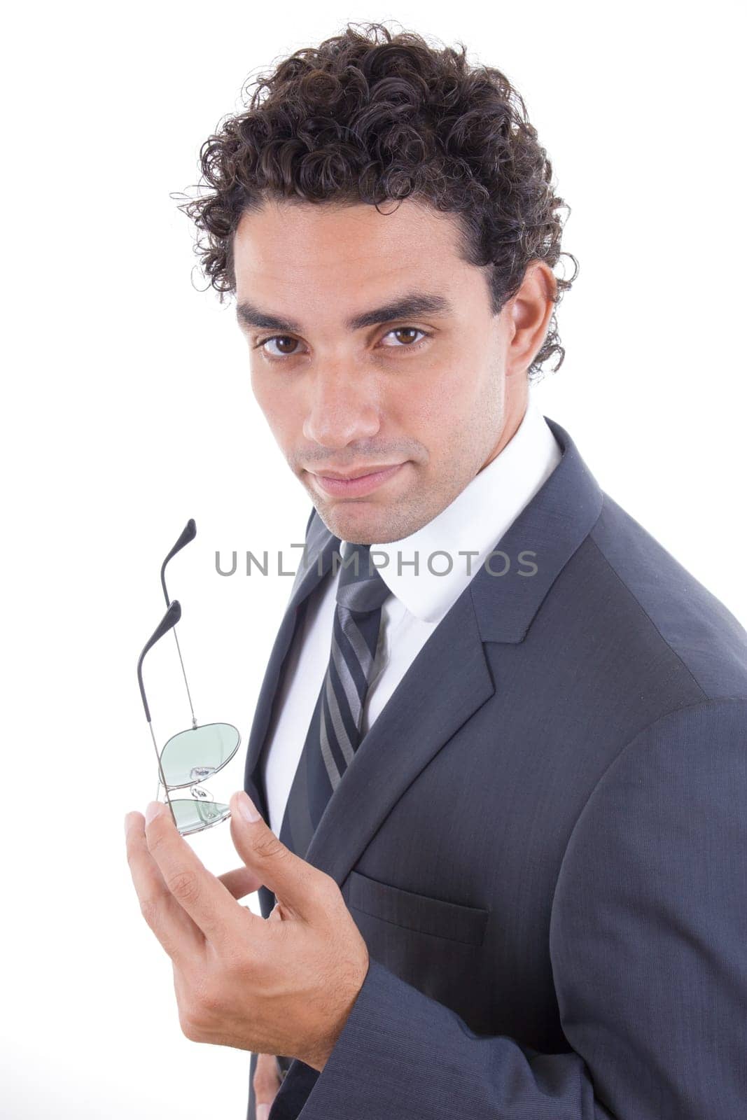 confident adult man in suit with sunglasess