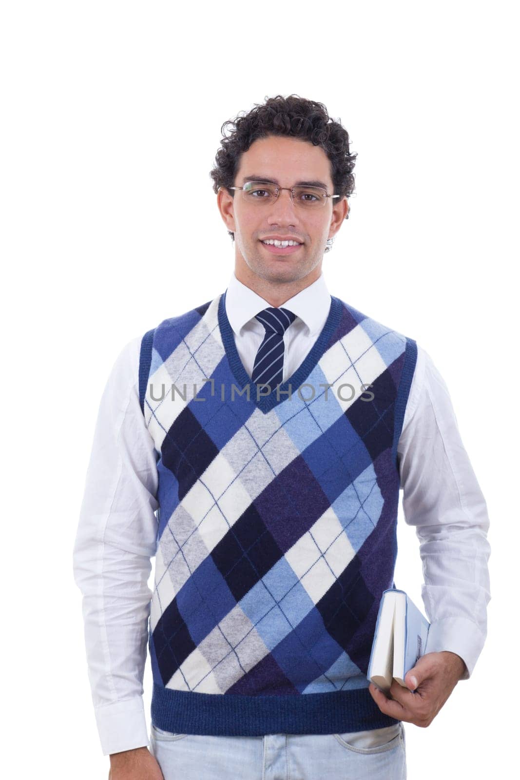 adult man with glasses holding a book