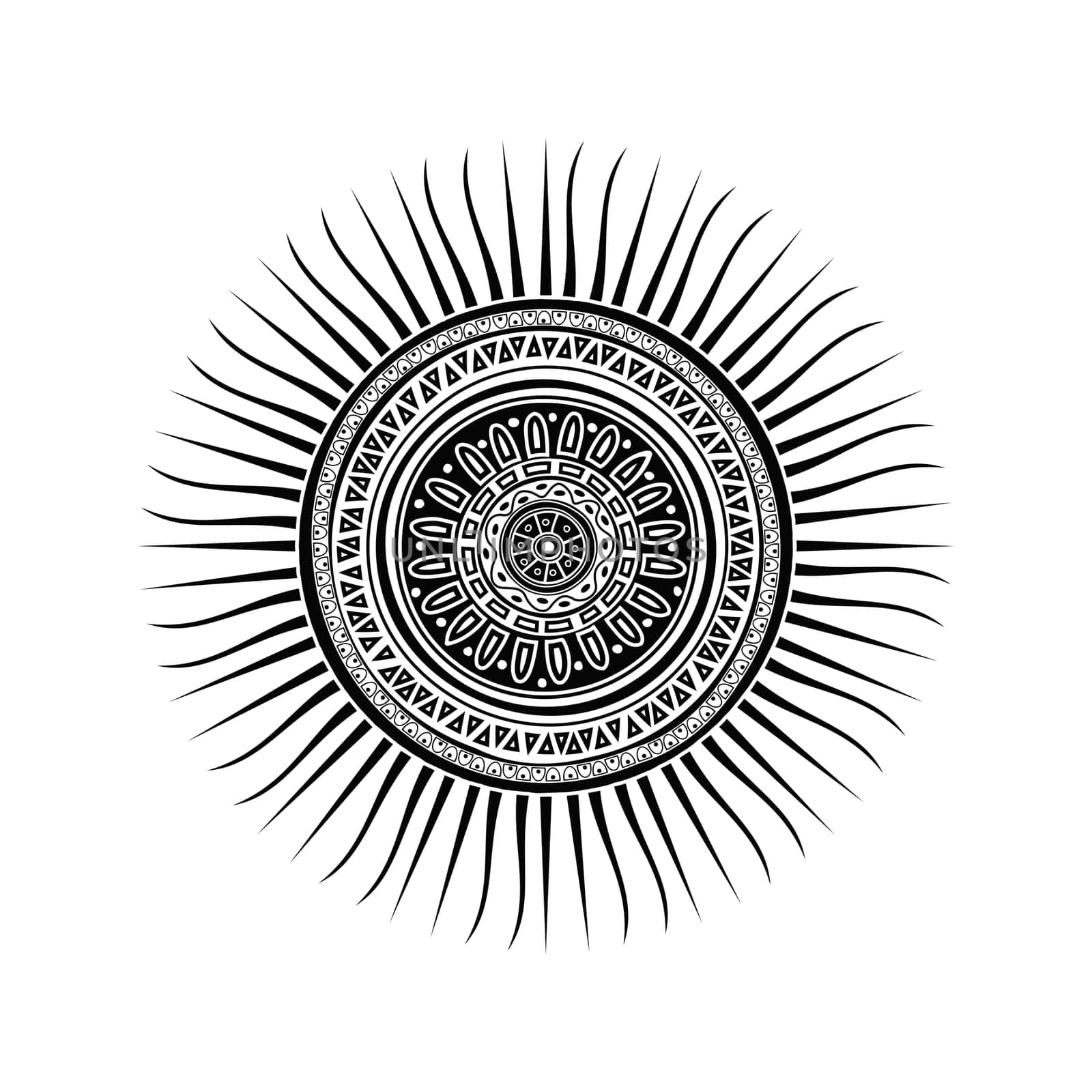 Mayan sun symbol, tattoo design over white background