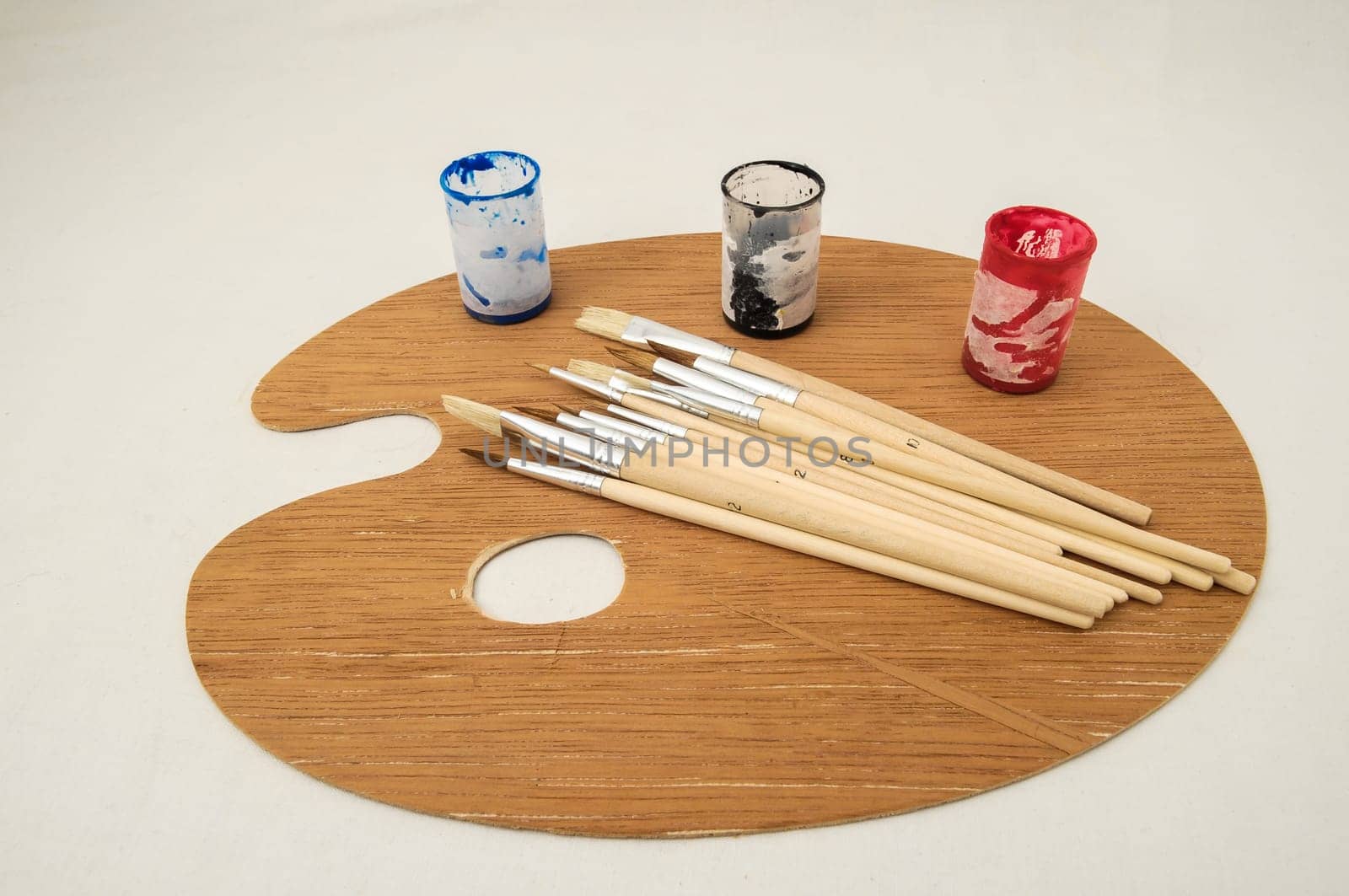 New Painting Wooden Palette on a White Background