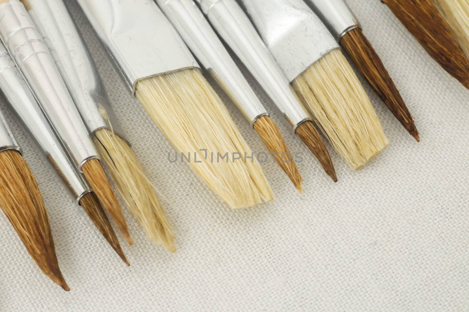 New Wooden Different Paintbrush Set Texture over a White Background