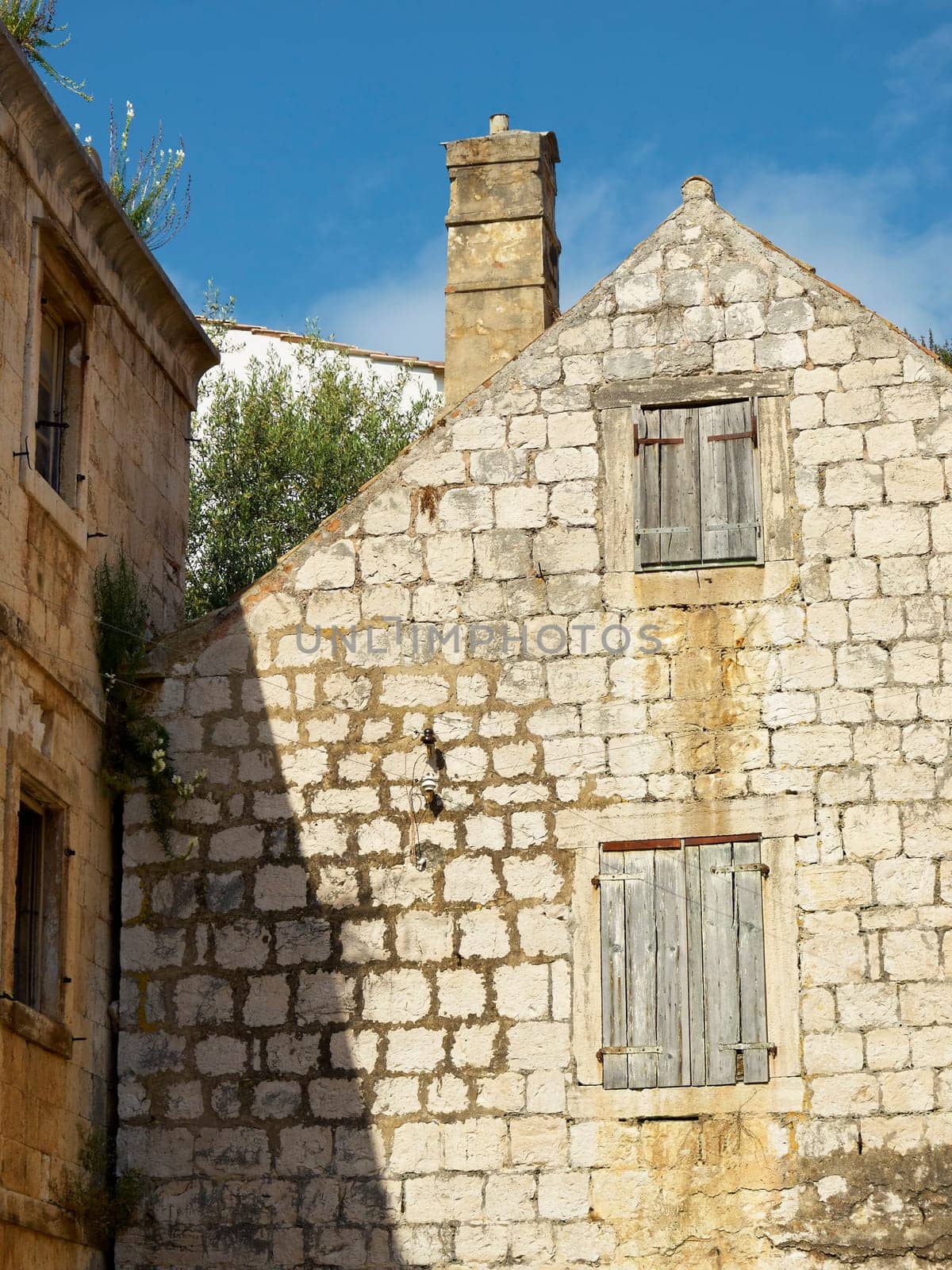Abandoned house with stone bricks,  island of Vis, Croatia, Adriatic sea