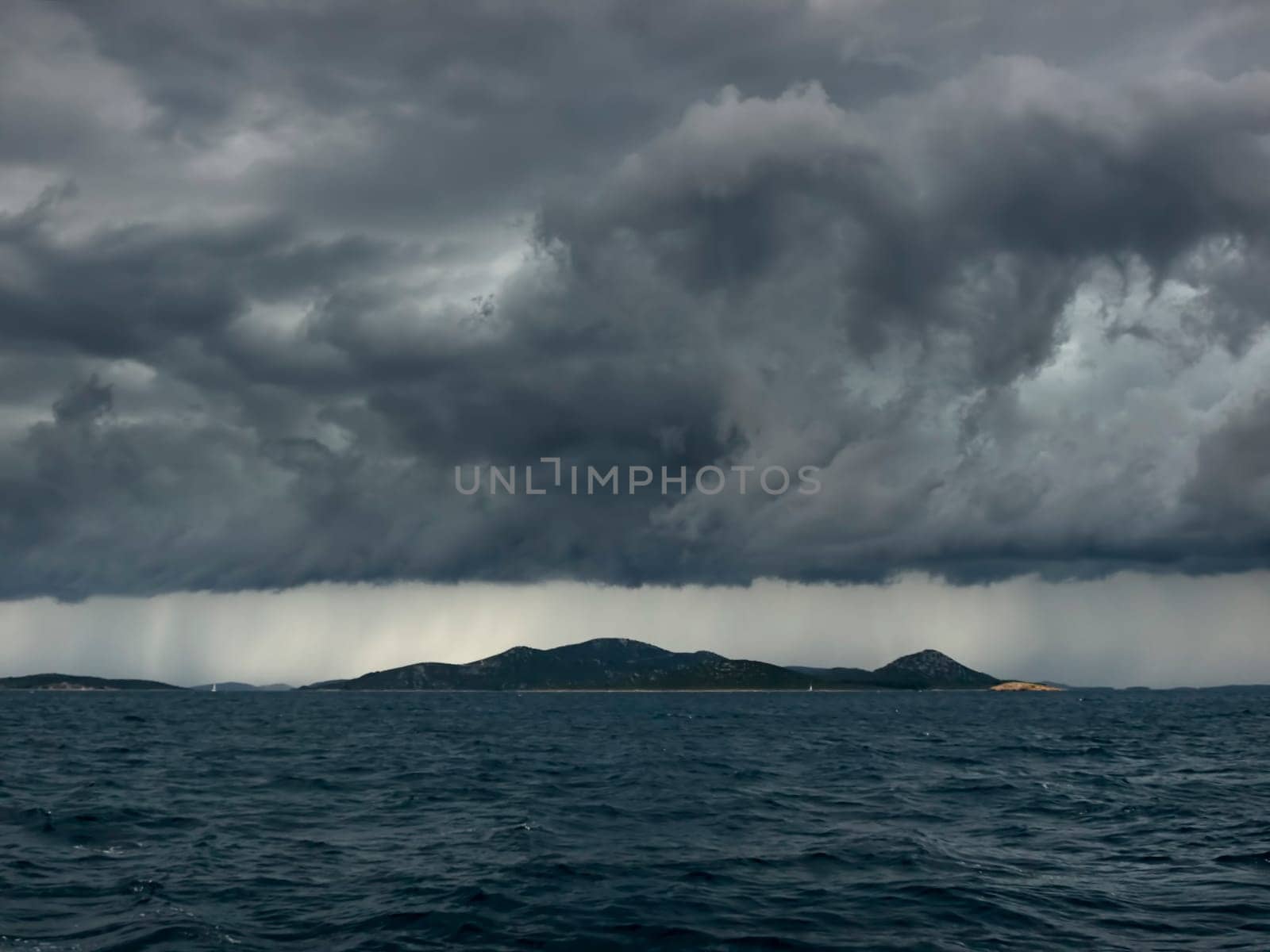 Storm over islands, Adriatic sea, Croatia