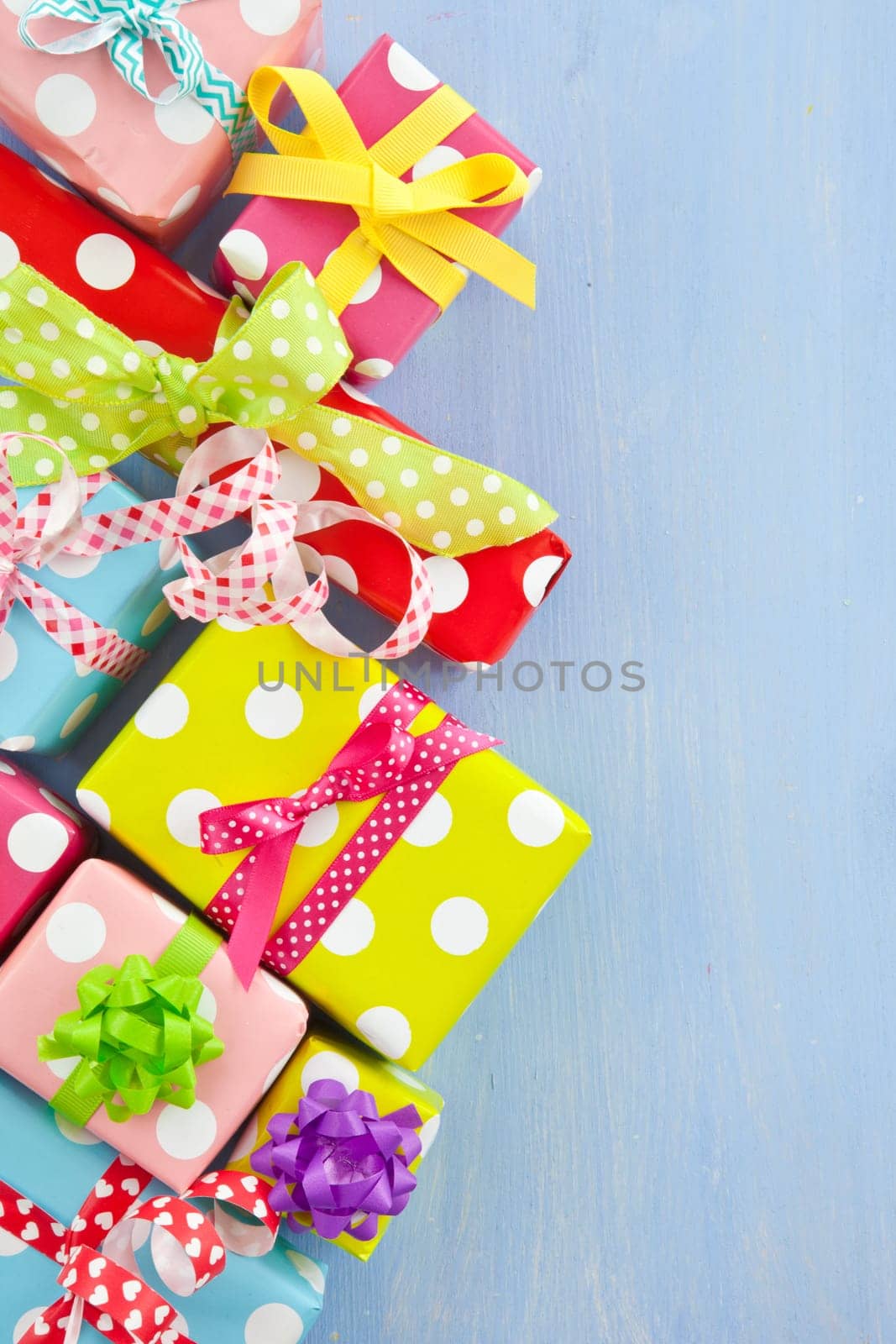 Gifts in colorful packaging for your birthday