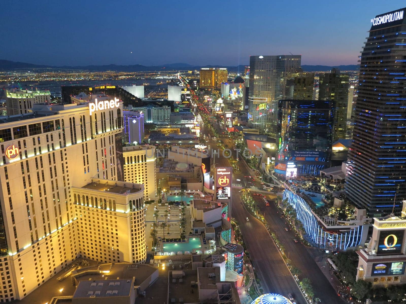 View of Las Vegas from high up in the air