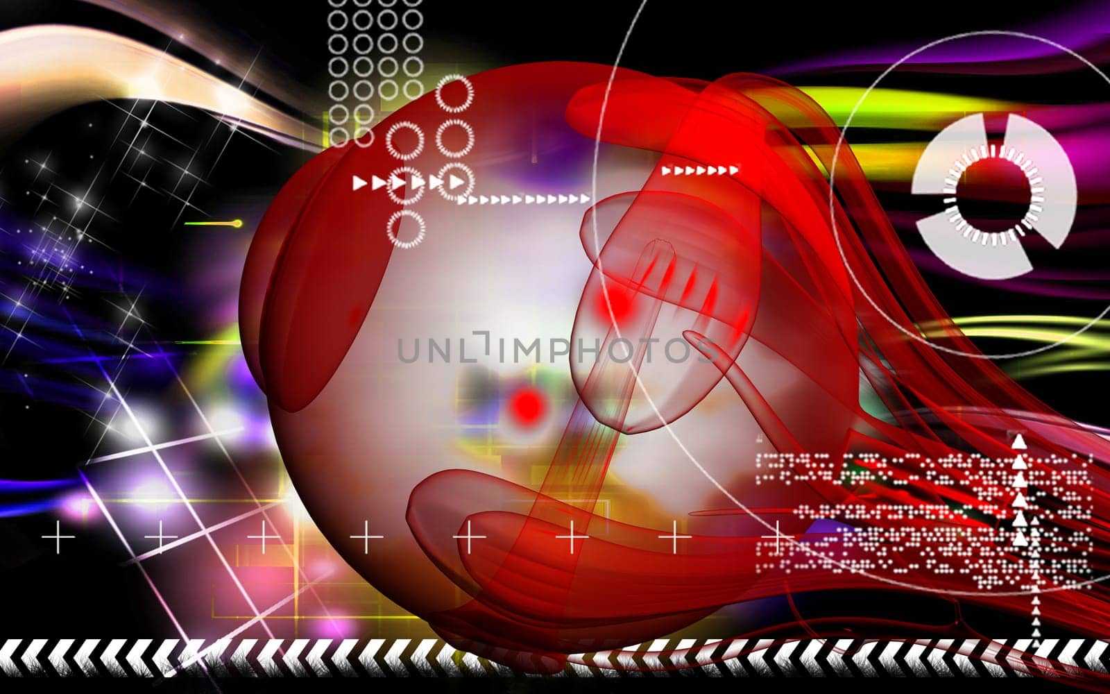Digital illustration of eye in colour background