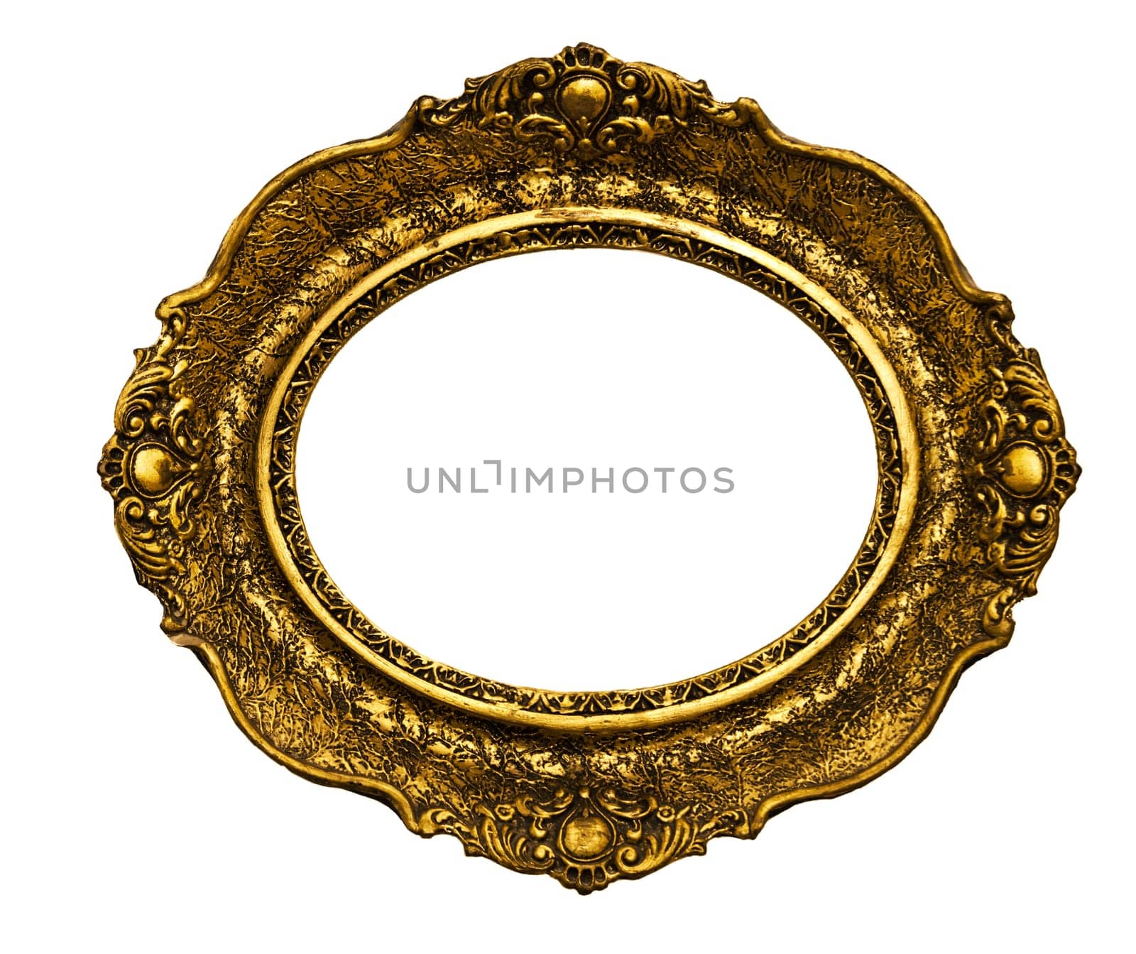 Vintage golden frame isolated over white background