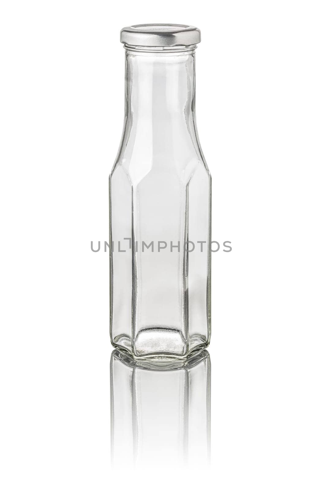 Detached hexagonal milk bottle