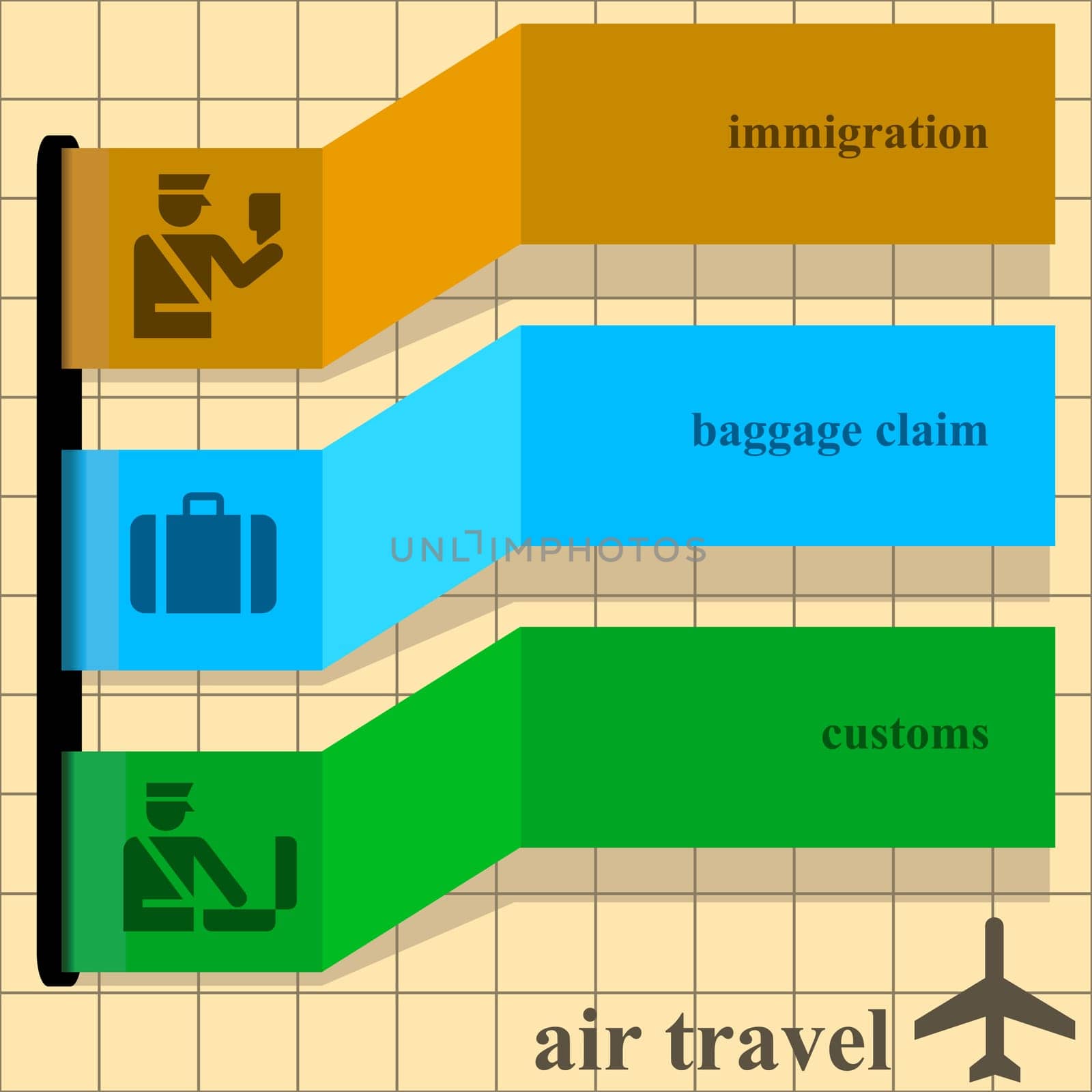 Template with colorful ribbons over a brown background. Text and graphics can be removed for other uses.