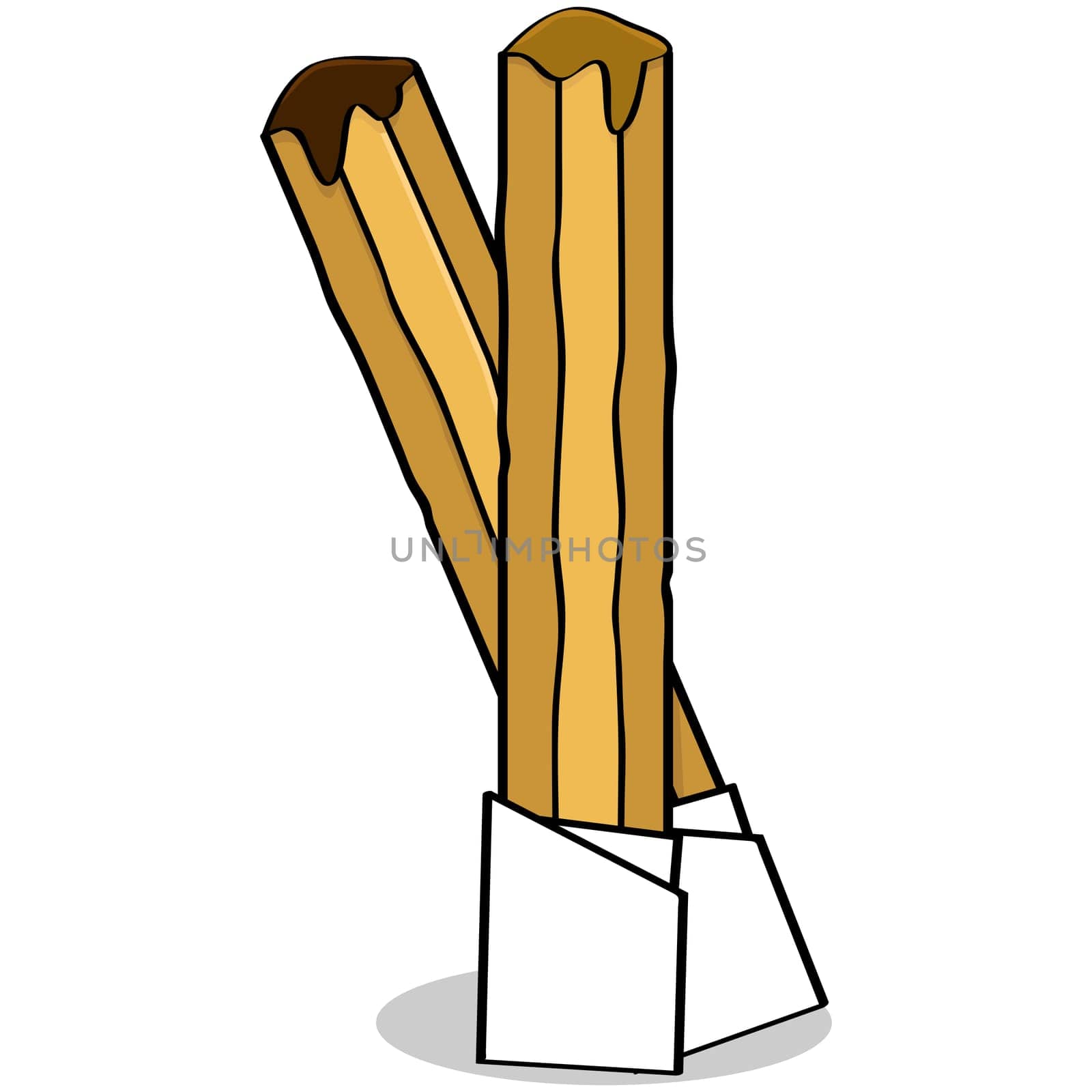 Cartoon illustration of the traditional Spanish pastry called churros