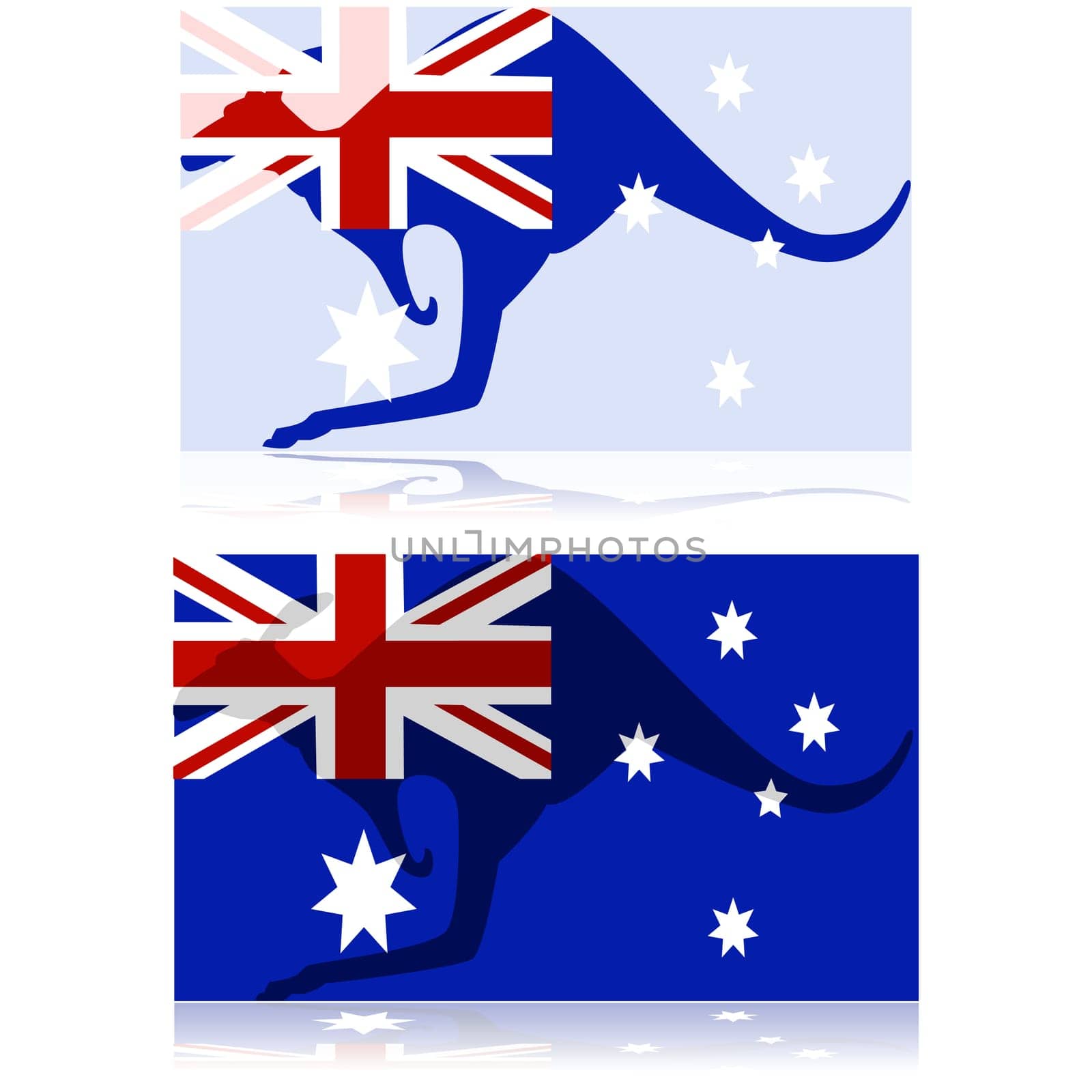 Concept illustration showing a mix between a kangaroo and the Australian flag