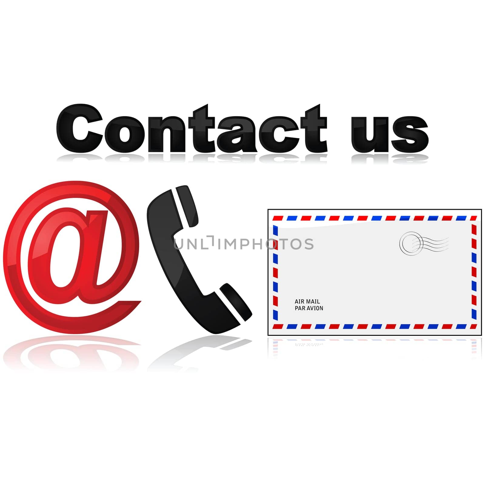 Icons showing different means of contacting a company or organization