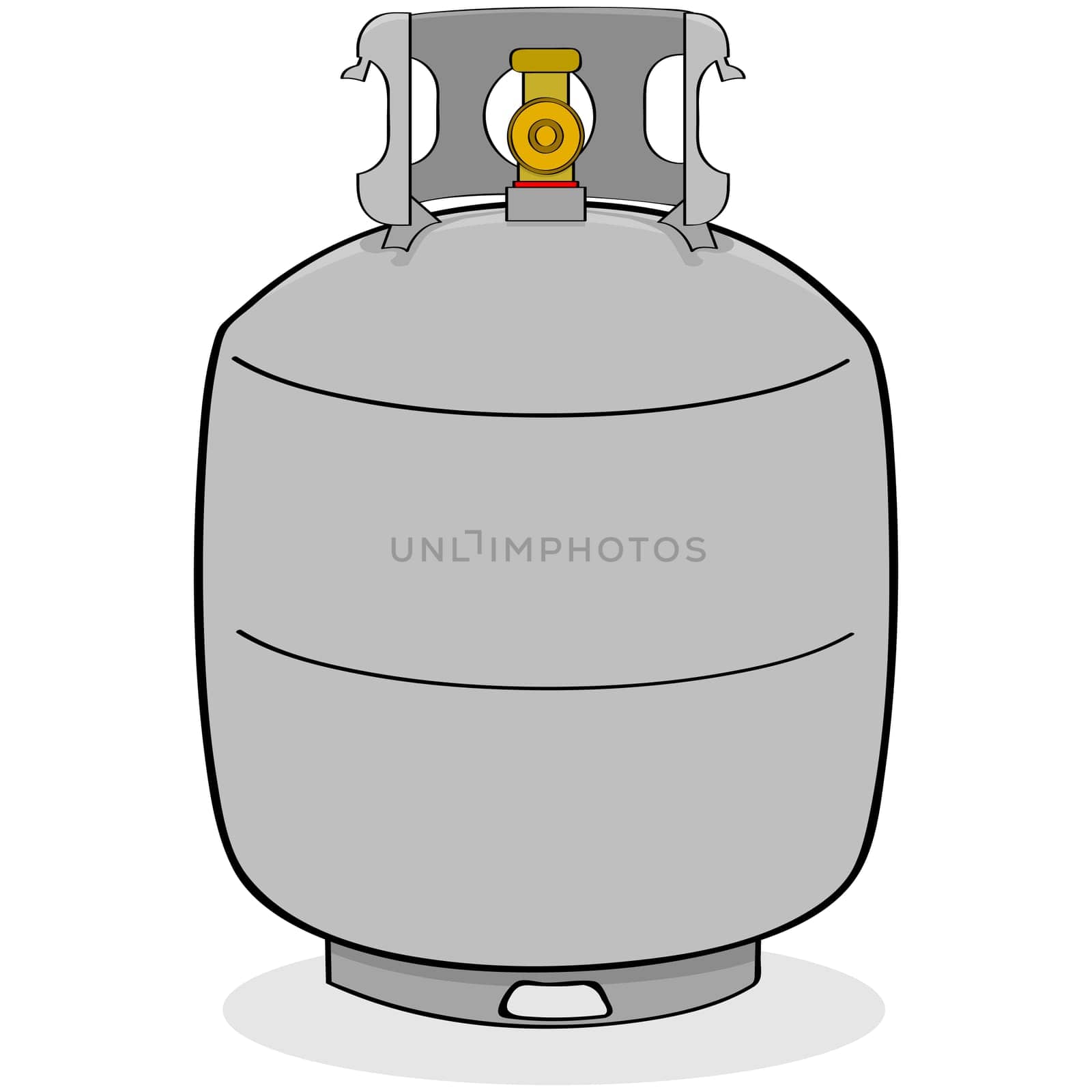Cartoon illustration of a grey propane tank for outdoor use