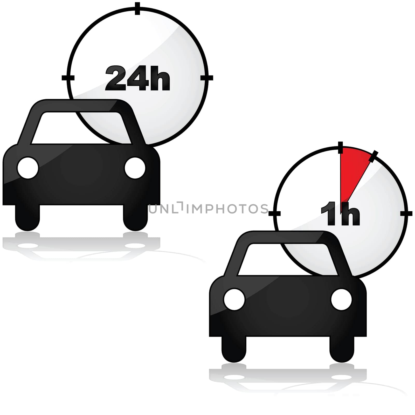 Icons showing two options for renting a car