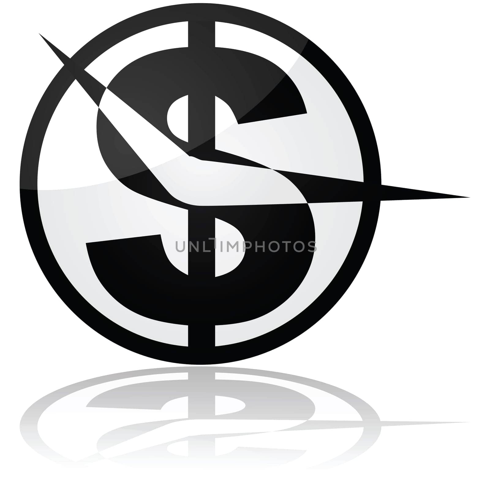 Concept illustration showing an abstract clock with a dollar sign in the background