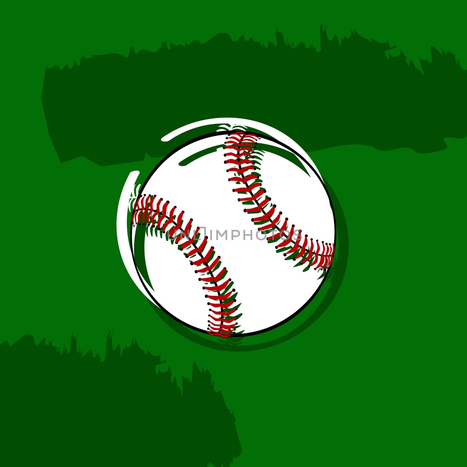 Concept illustration showing a stylized baseball over a green background
