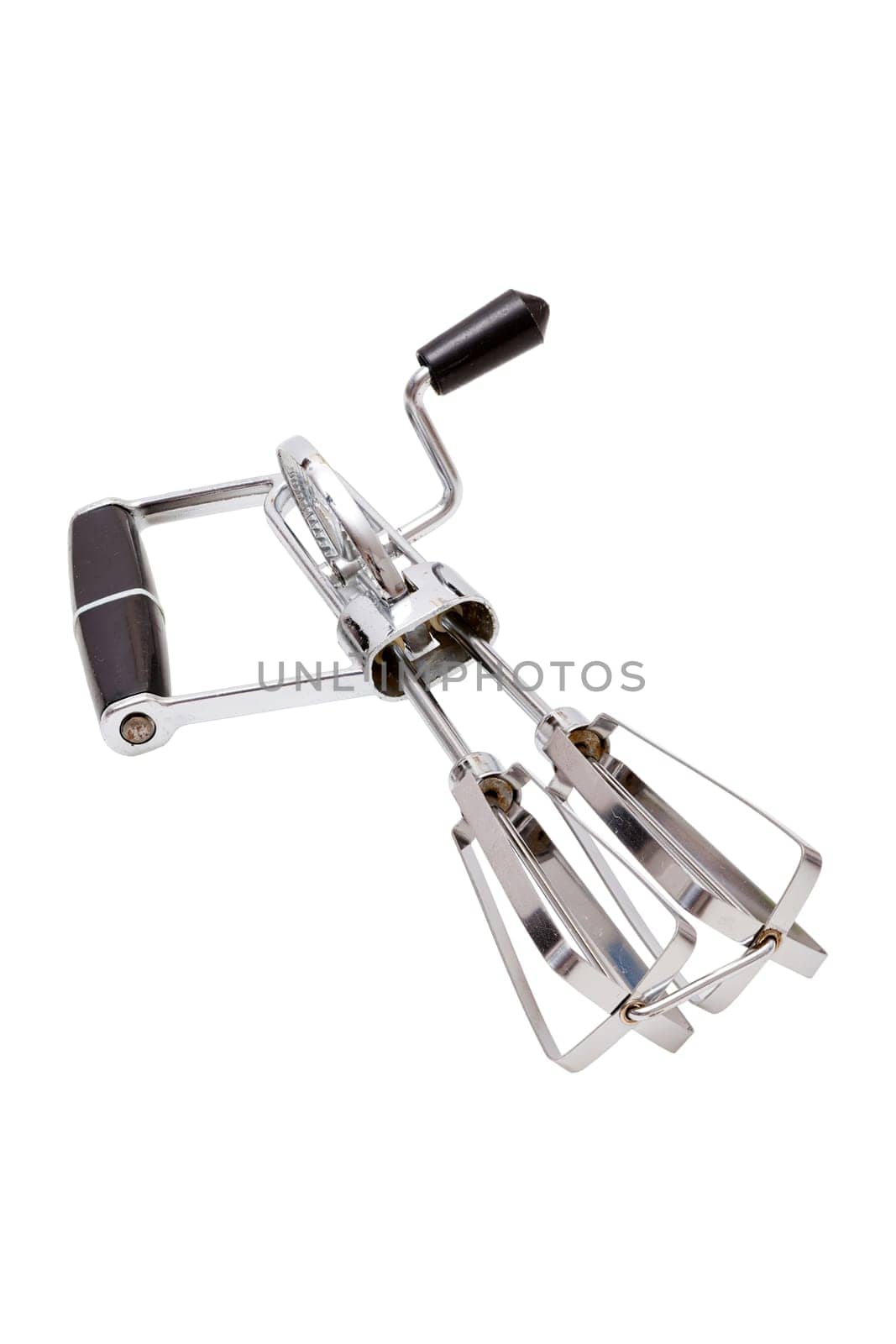 Classic hand mixer insulated against a white background