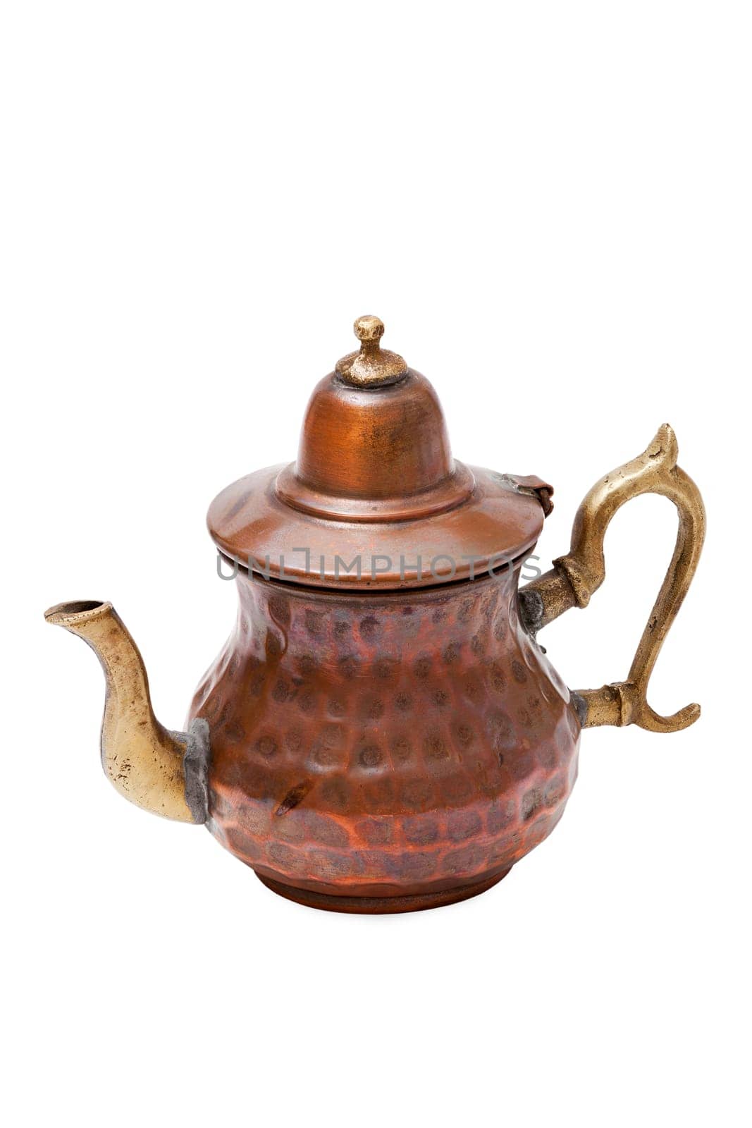 Old oriental teapot isolated on white background