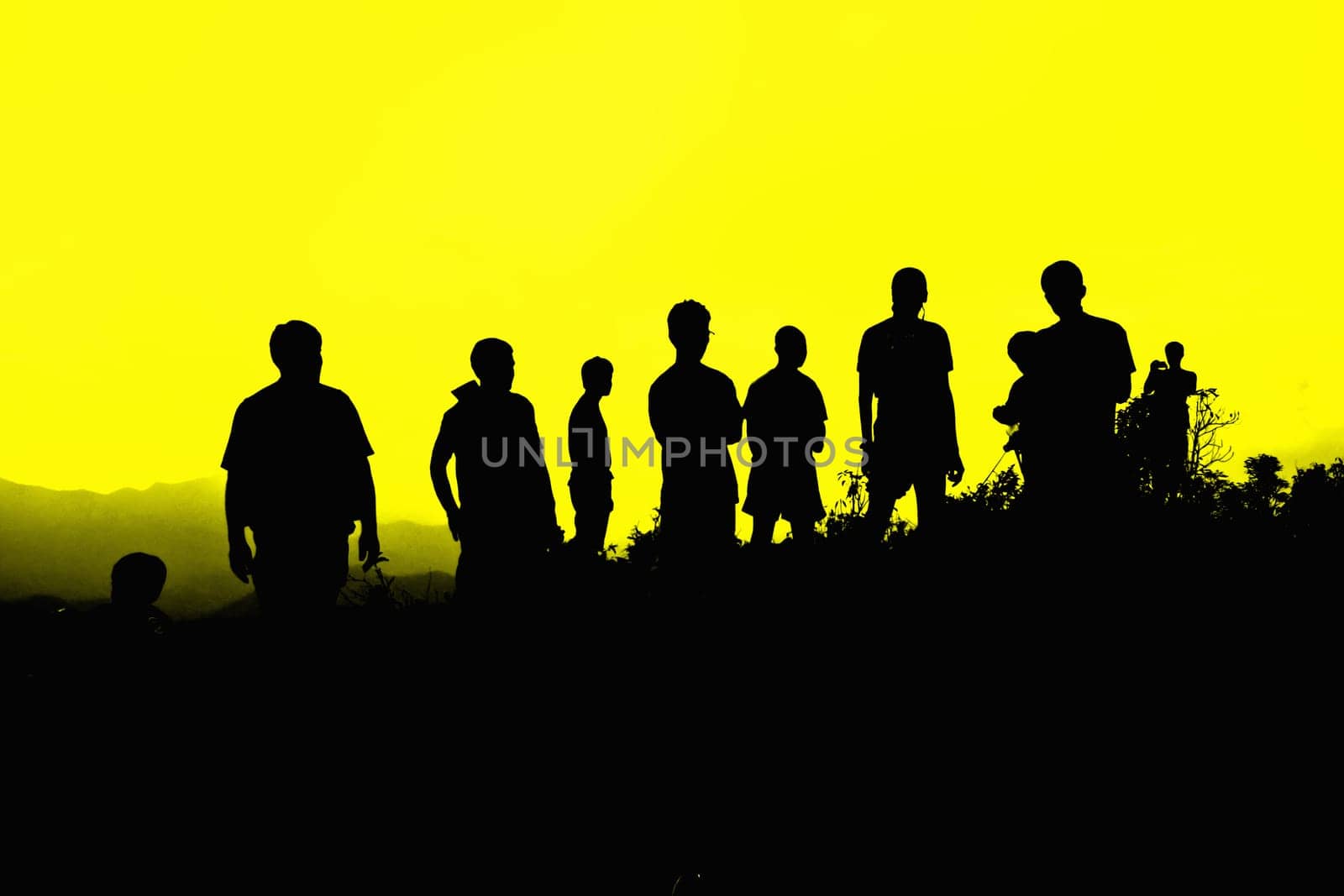 silhouettes on mountain in the national park