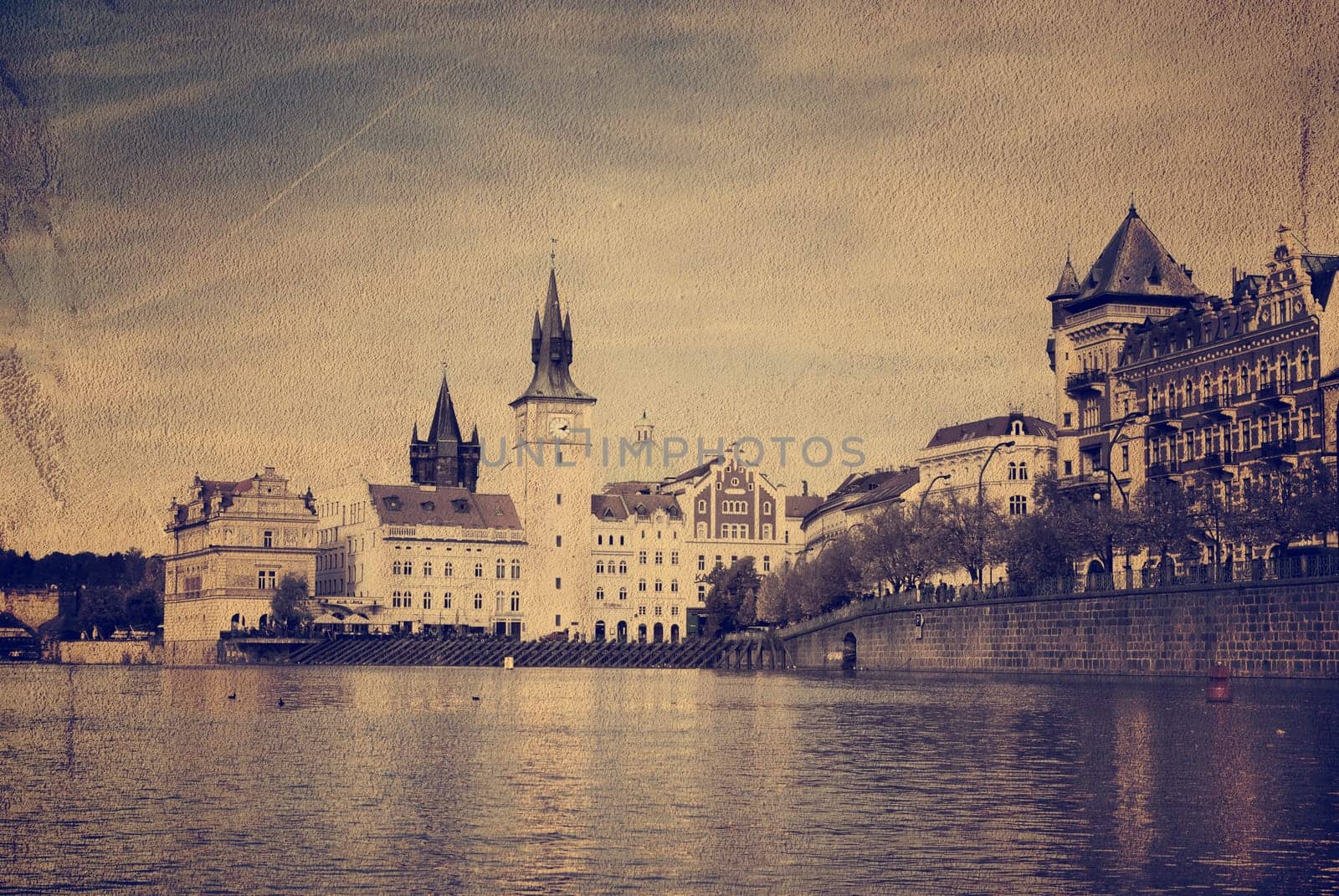 Vintage image of Prague