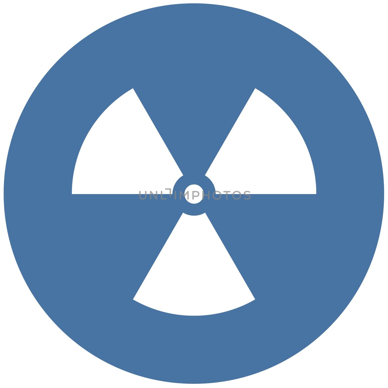 Nuclear radiation symbol on a blue background. Simple Flat design.