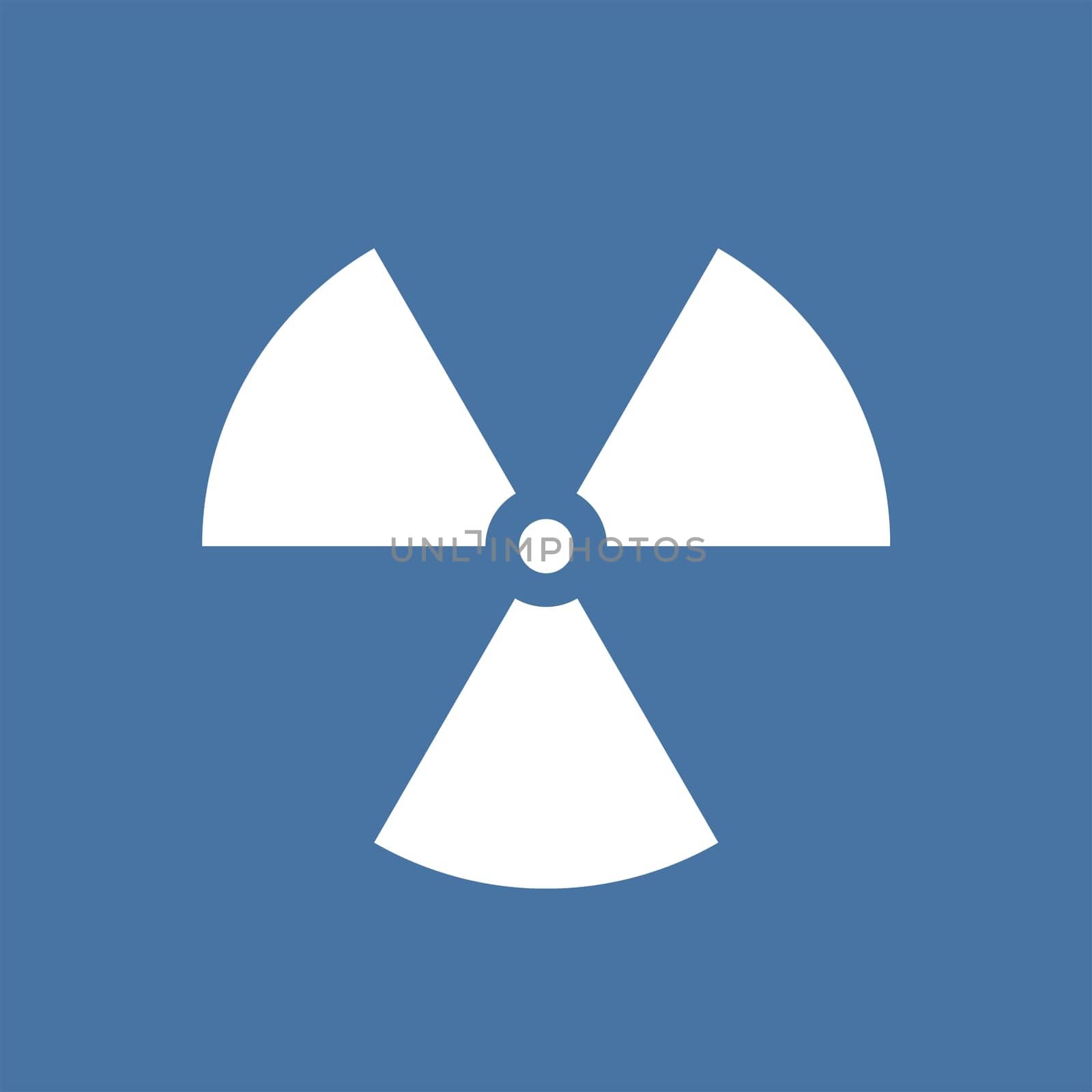 Nuclear radiation symbol on a blue background. Simple Flat design.