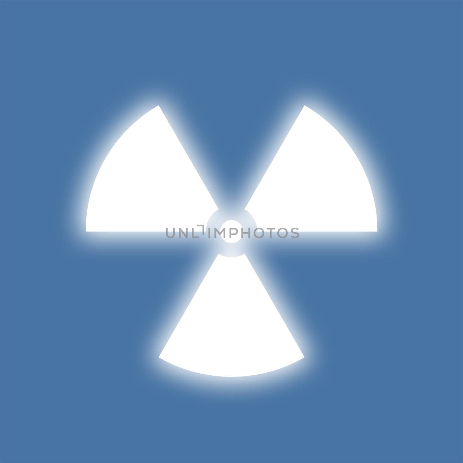 Nuclear radiation symbol on a blue background. Simple Flat design.