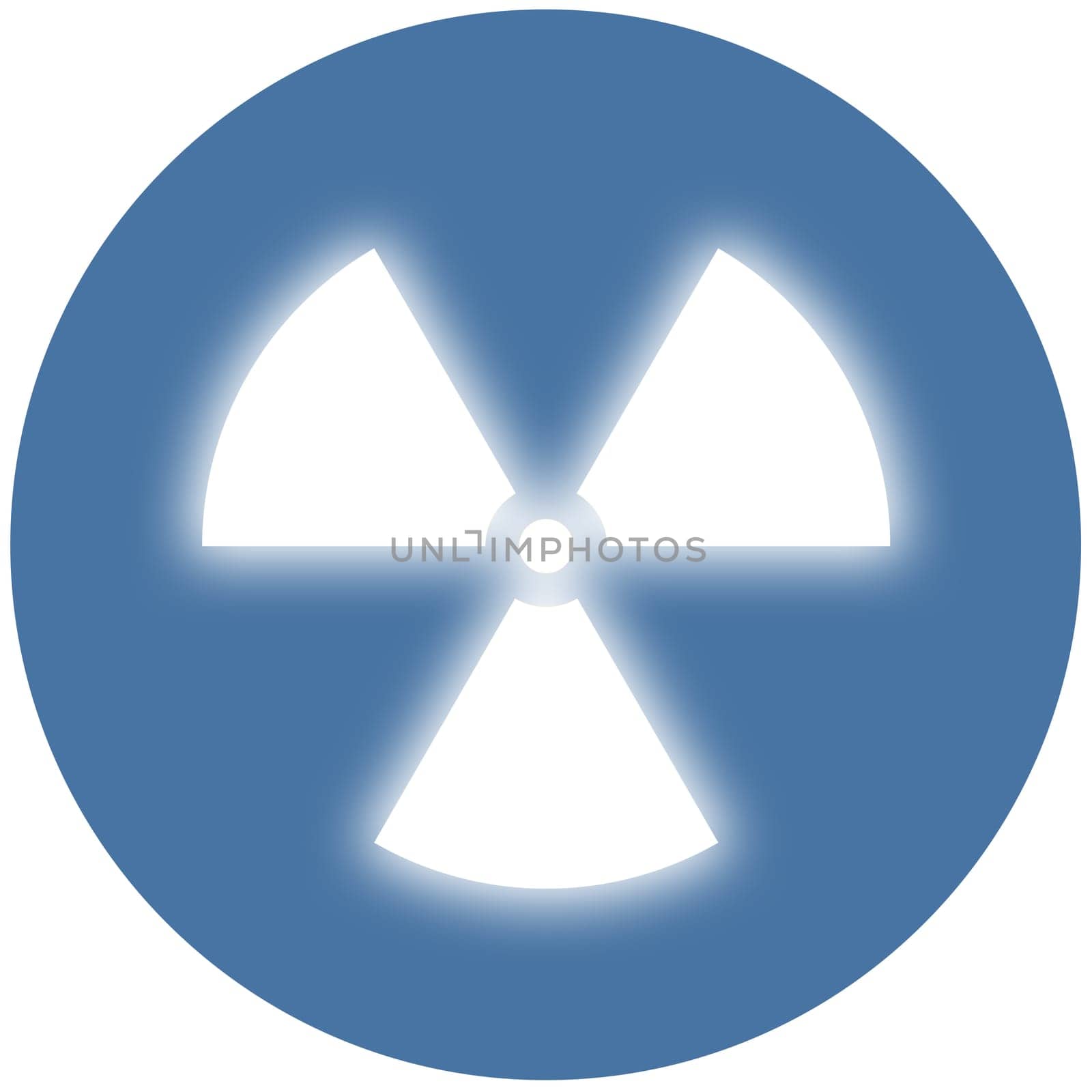 Nuclear radiation symbol on a blue background. Simple Flat design.