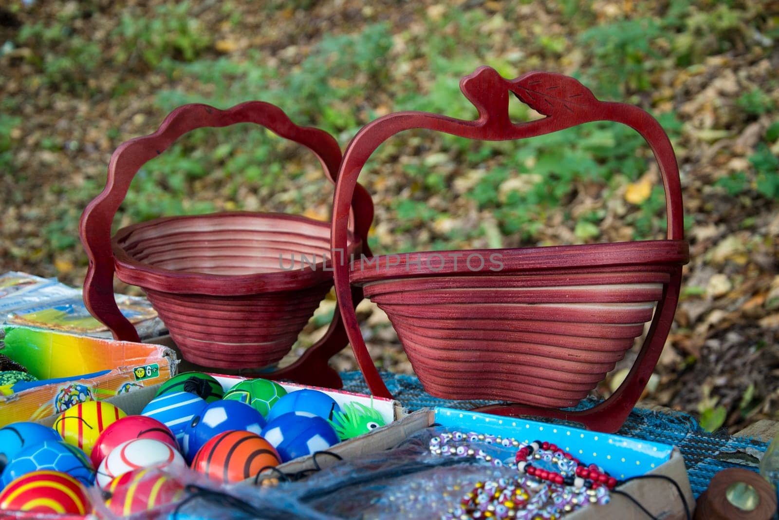 Baskets made of wood in the form of fruit