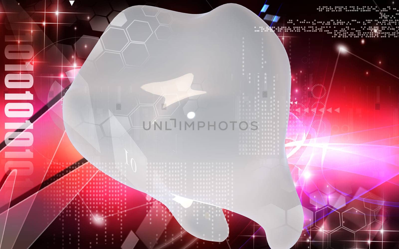 Digital illustration of teeth in colour background