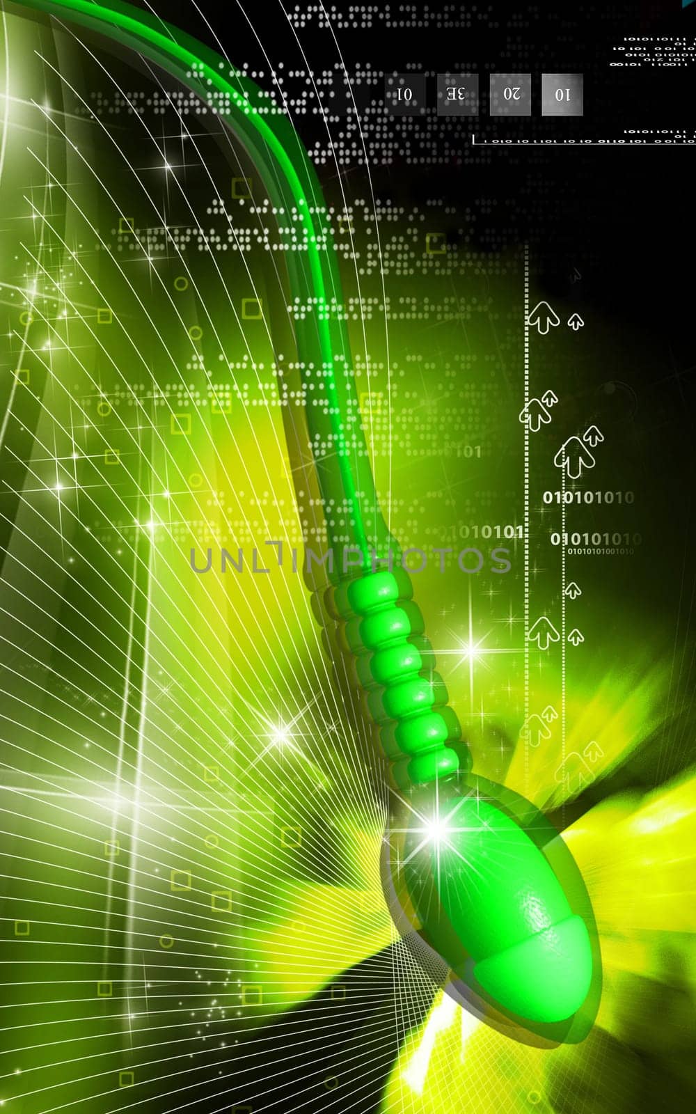 Digital illustration of sperm in colour background