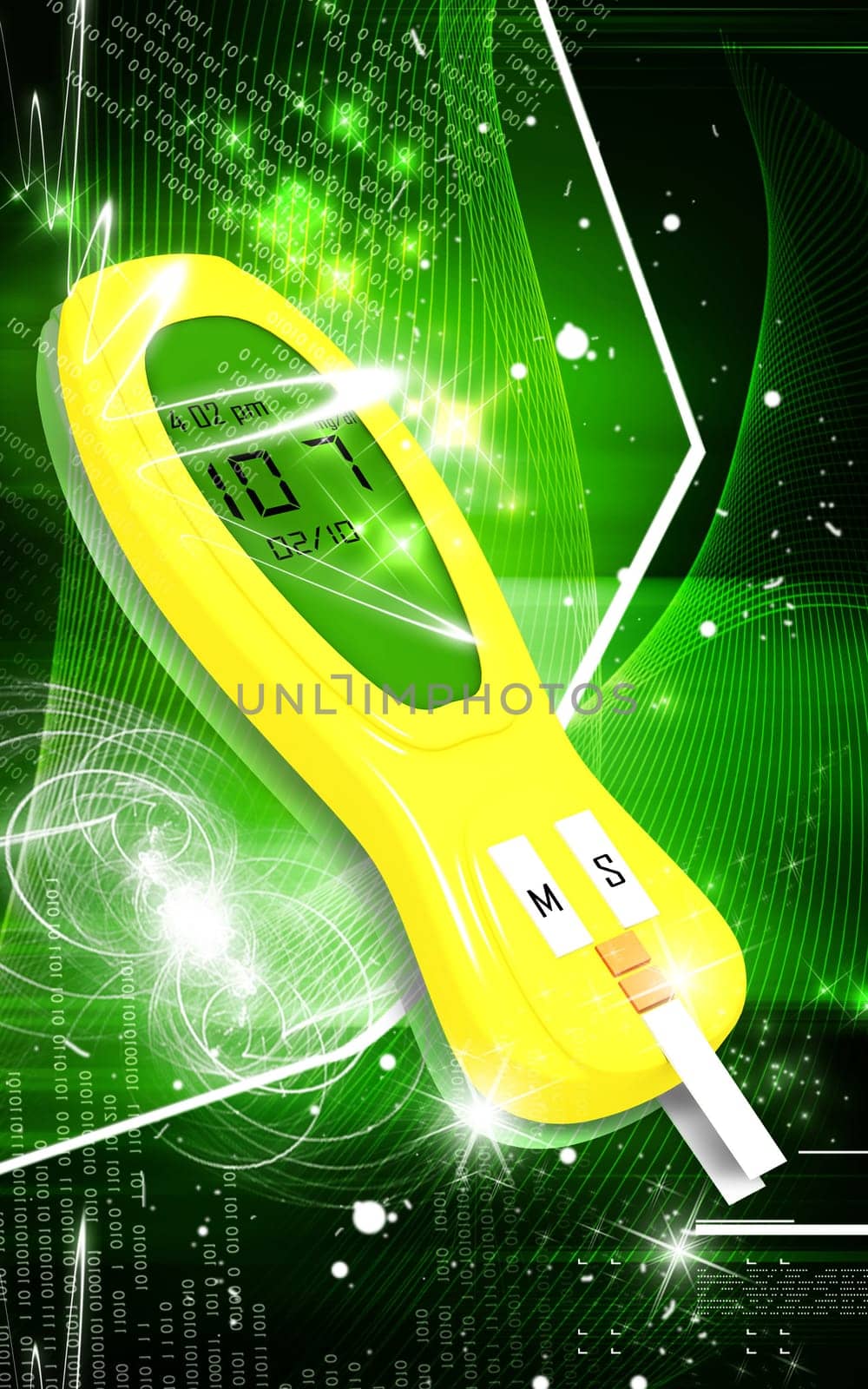 Digital illustration of Glocometre in colour background