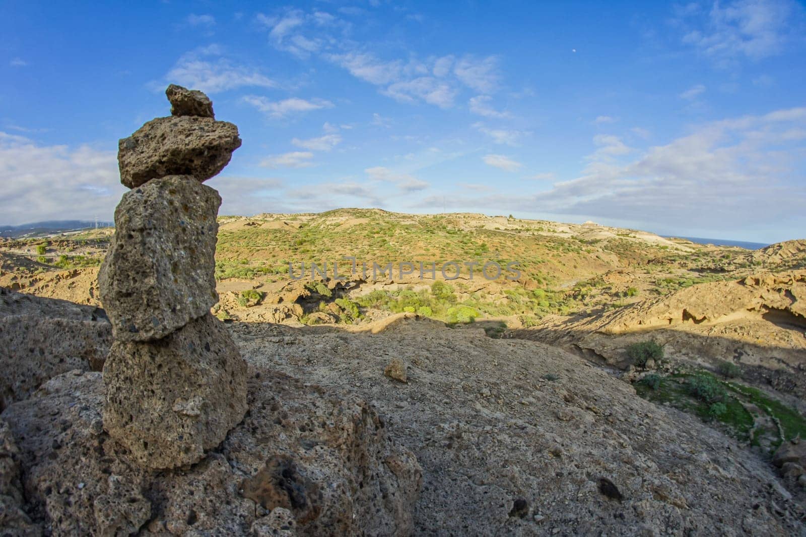 Buddist Volcanic Rocks Column in Tenerife Canary Islands Spain