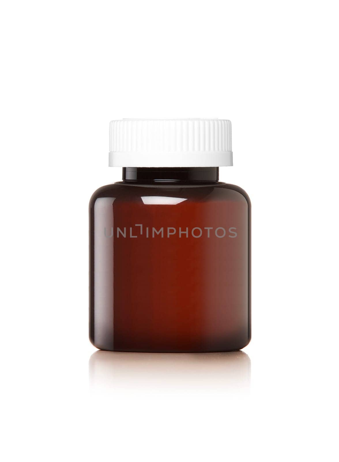 Medicine bottle of brown glass or Plastic isolated on white background, (clipping work path included).