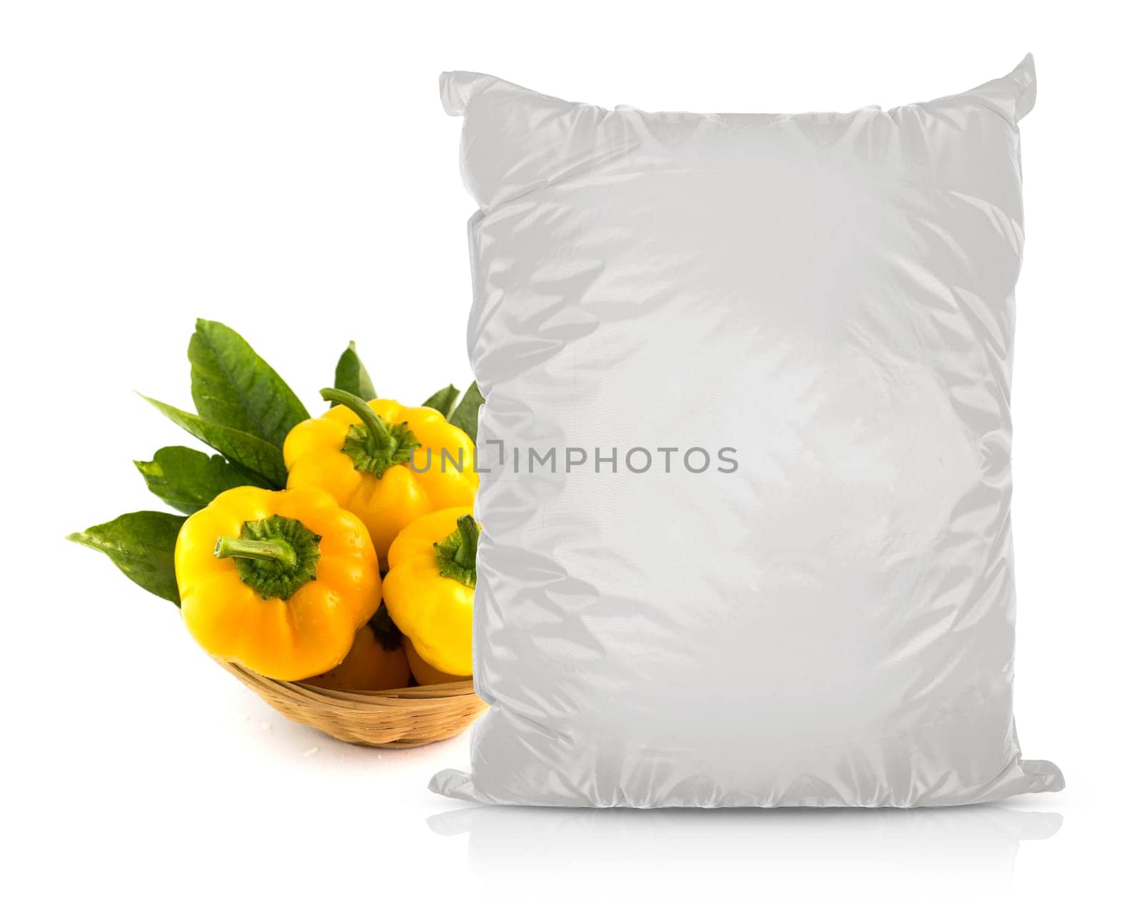 White Blank Foil Food Bag Packaging For Pepper, Spices, Sachet, Chips. Plastic Pack Template Ready For Your Design. (with clipping work path)