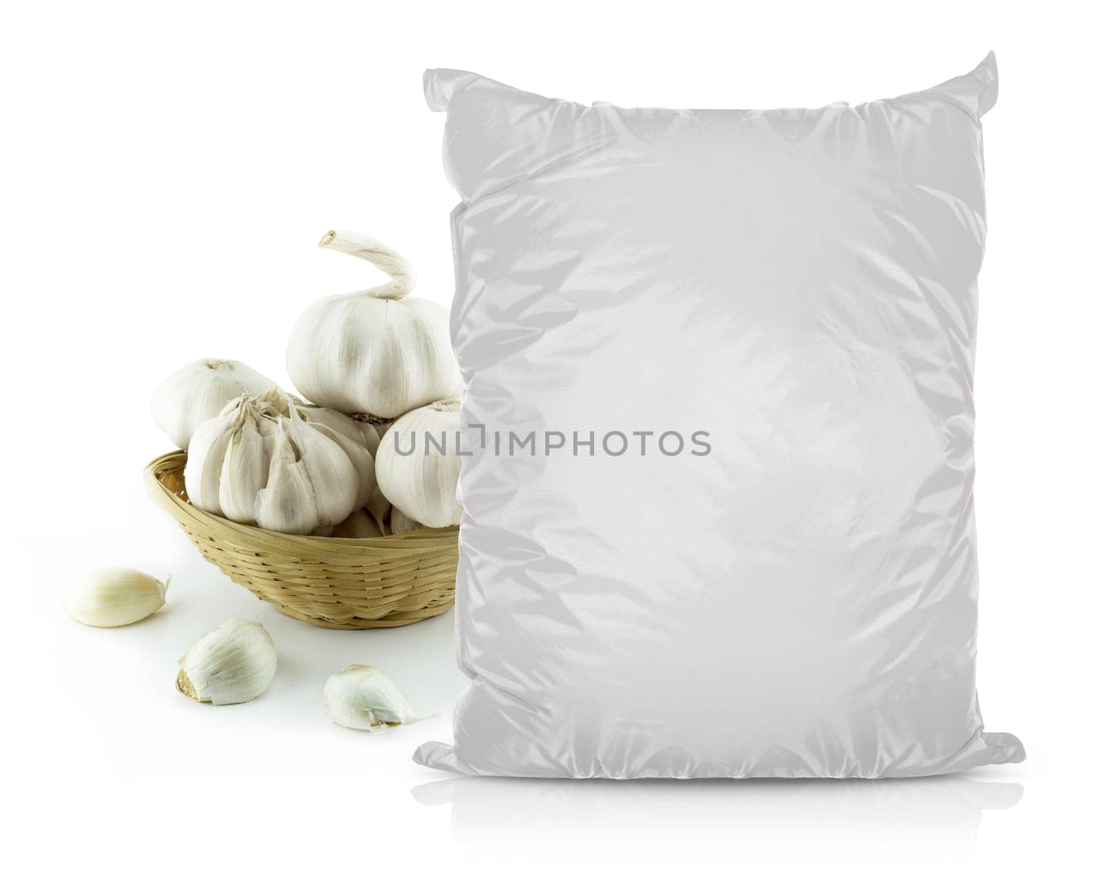 White Blank Foil Food Bag Packaging For Pepper, Spices, Sachet, Chips. Plastic Pack Template Ready For Your Design. (with clipping work path)