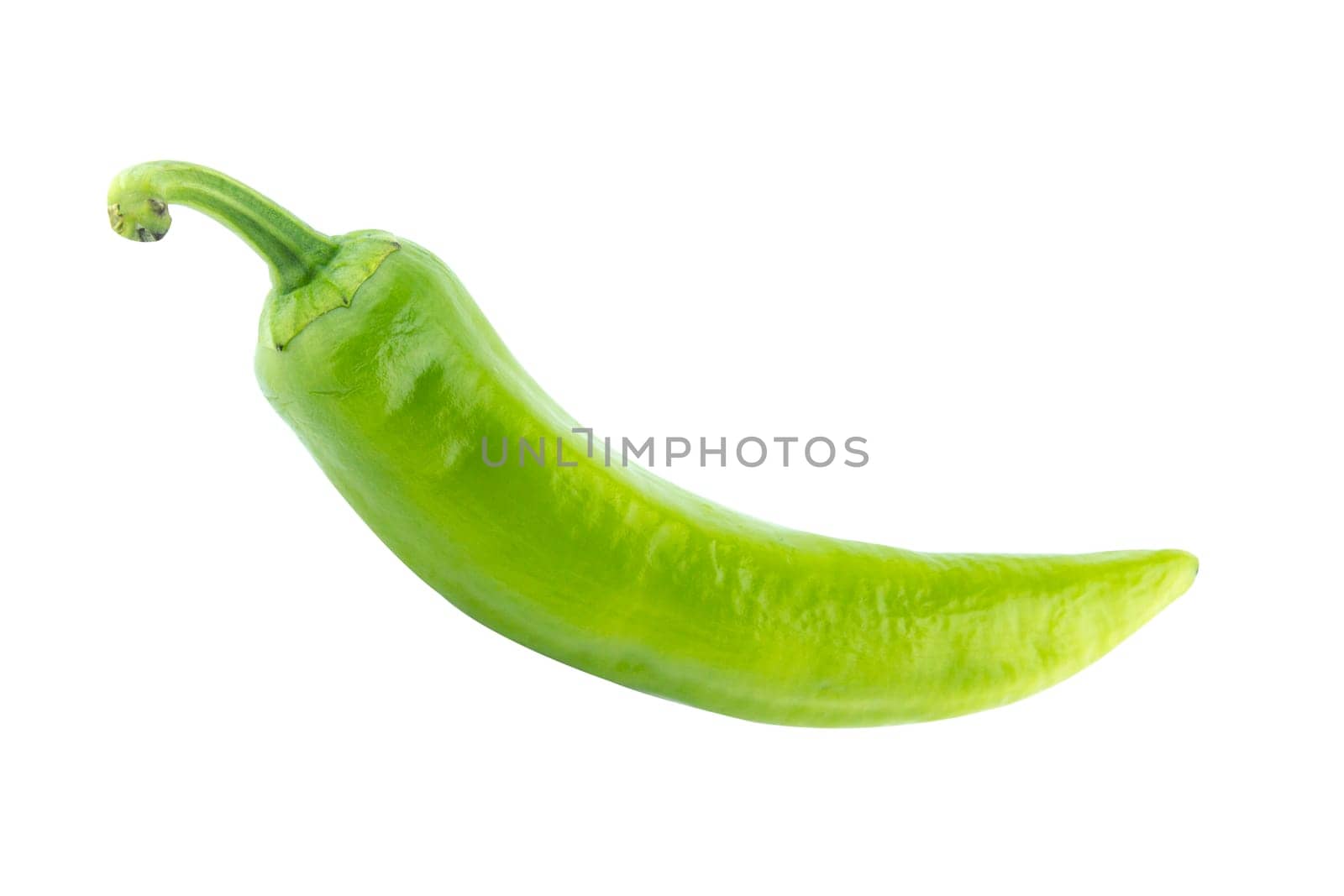 green hot chili pepper on a white background.  (with clipping work path)