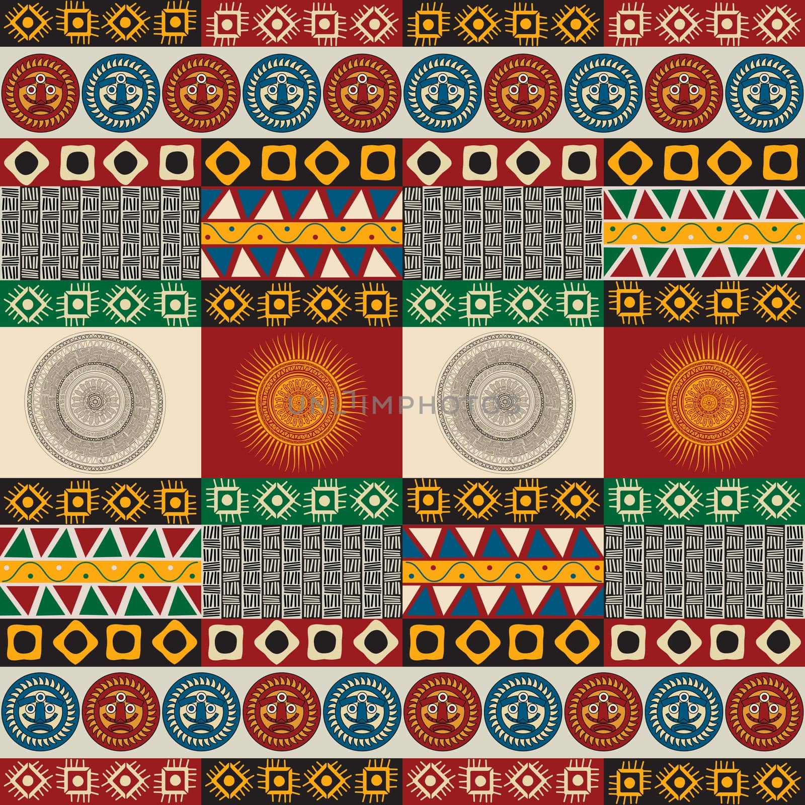 Seamless mayan, aztec pattern in colors