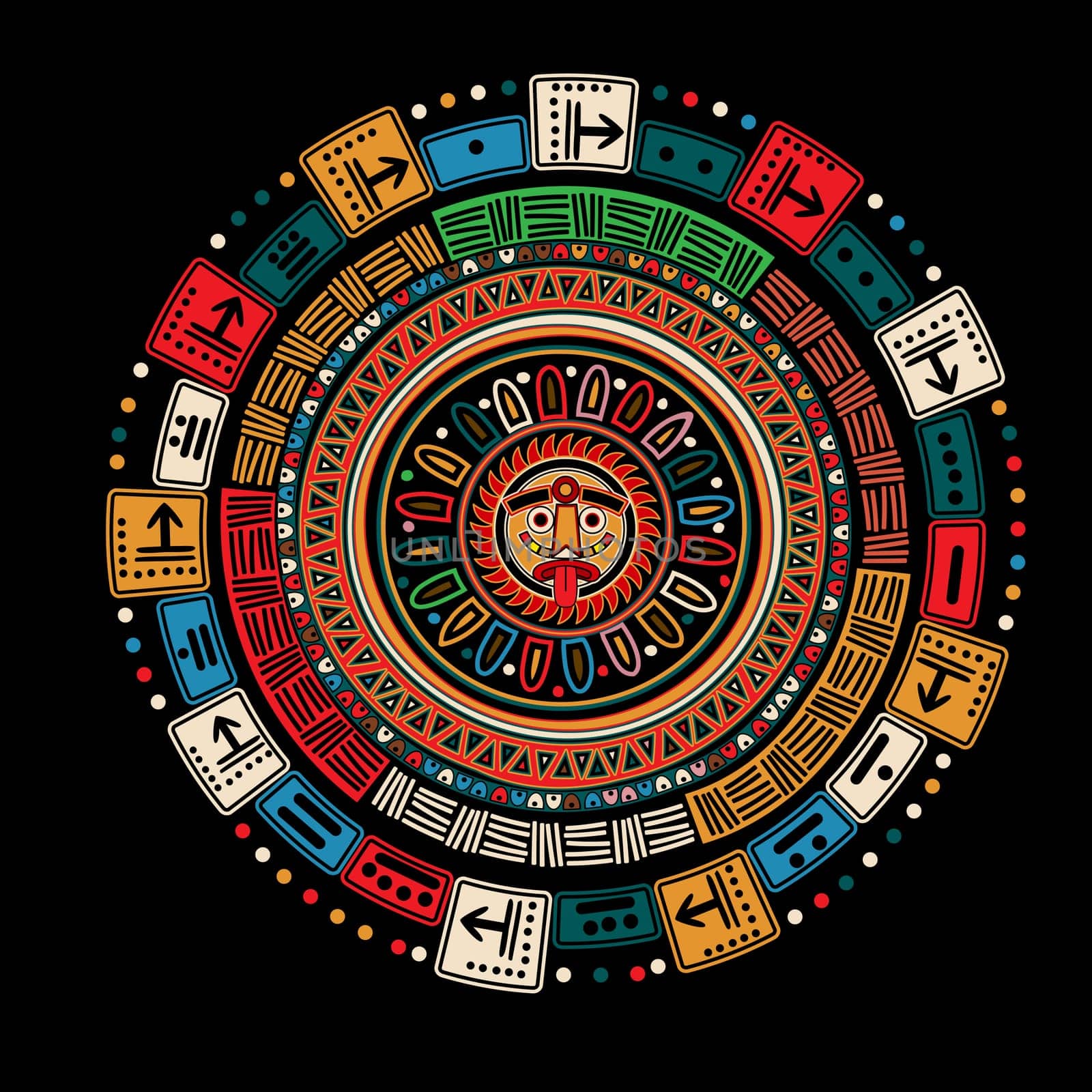 Maya calendar over black background