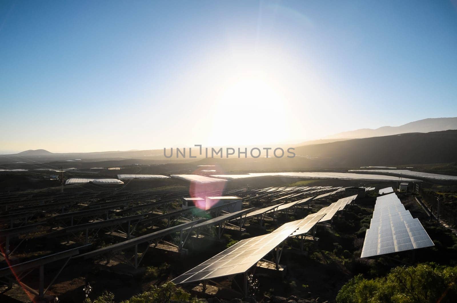 Power Plant Renewable Energy Wind Turbines and Solar Panels