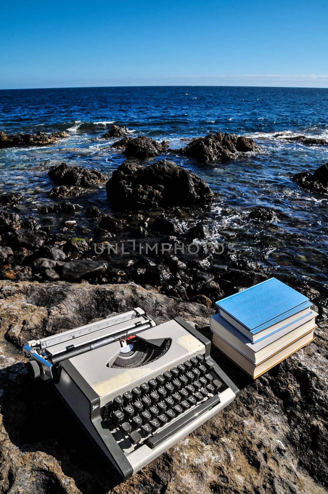 Old Ancient Vintage black and white Travel Typewriter